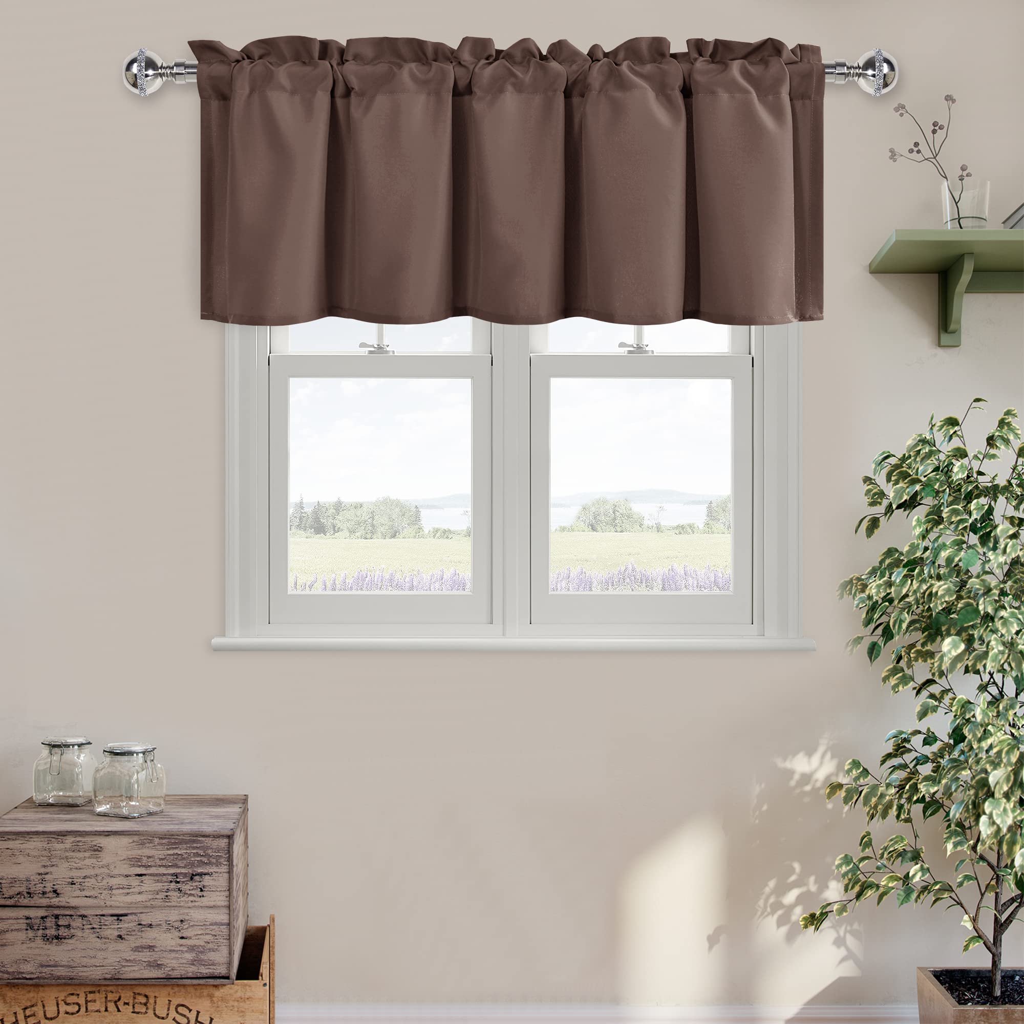 DWCN Valance Curtains for Living Room, Kitchen Valance Solid Short Topper, Rod Pocket Bathroom/Basement Curtain for Window Treatment, 1 Panel, 60 X 18 Inch, Grey