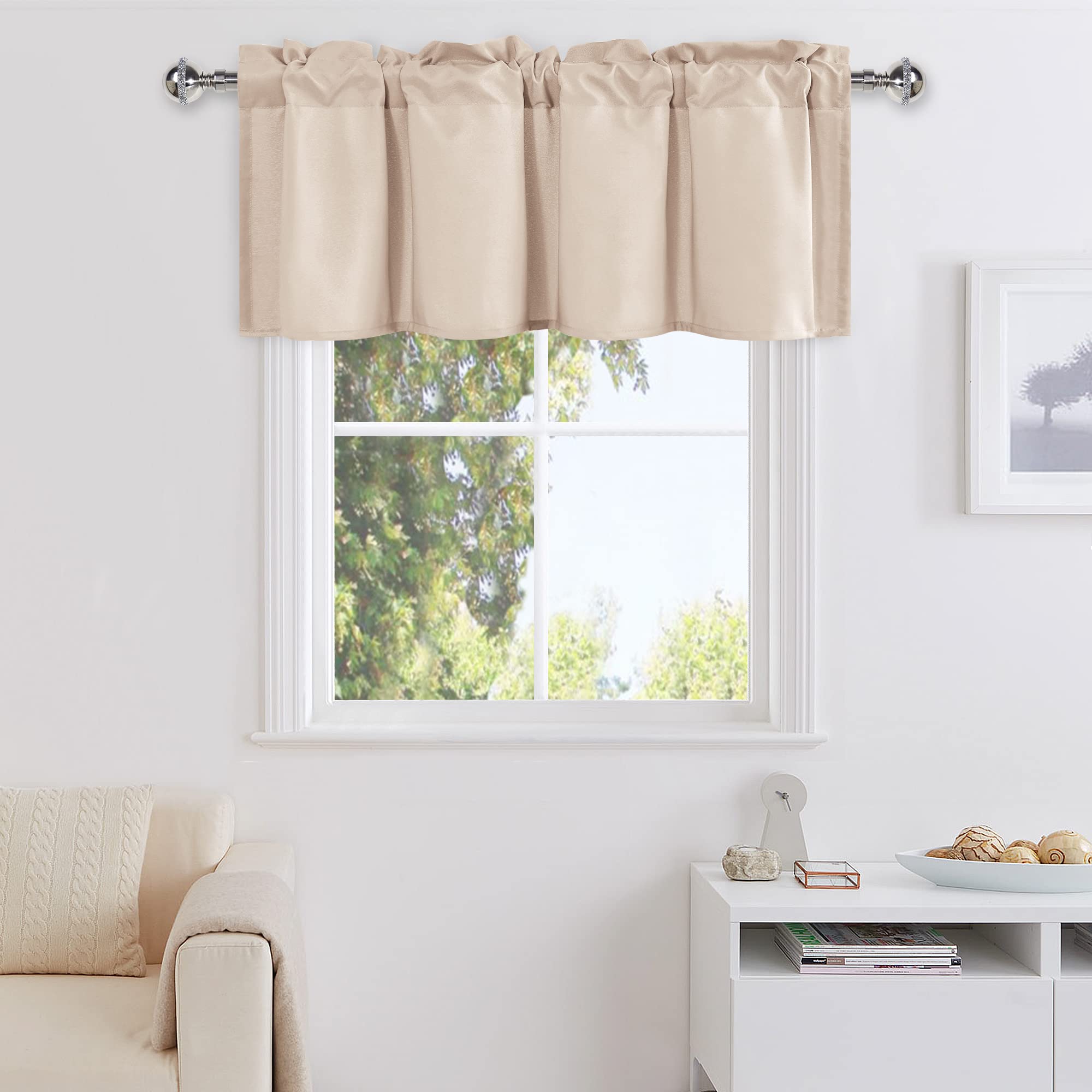 DWCN Valance Curtains for Living Room, Kitchen Valance Solid Short Topper, Rod Pocket Bathroom/Basement Curtain for Window Treatment, 1 Panel, 60 X 18 Inch, Grey