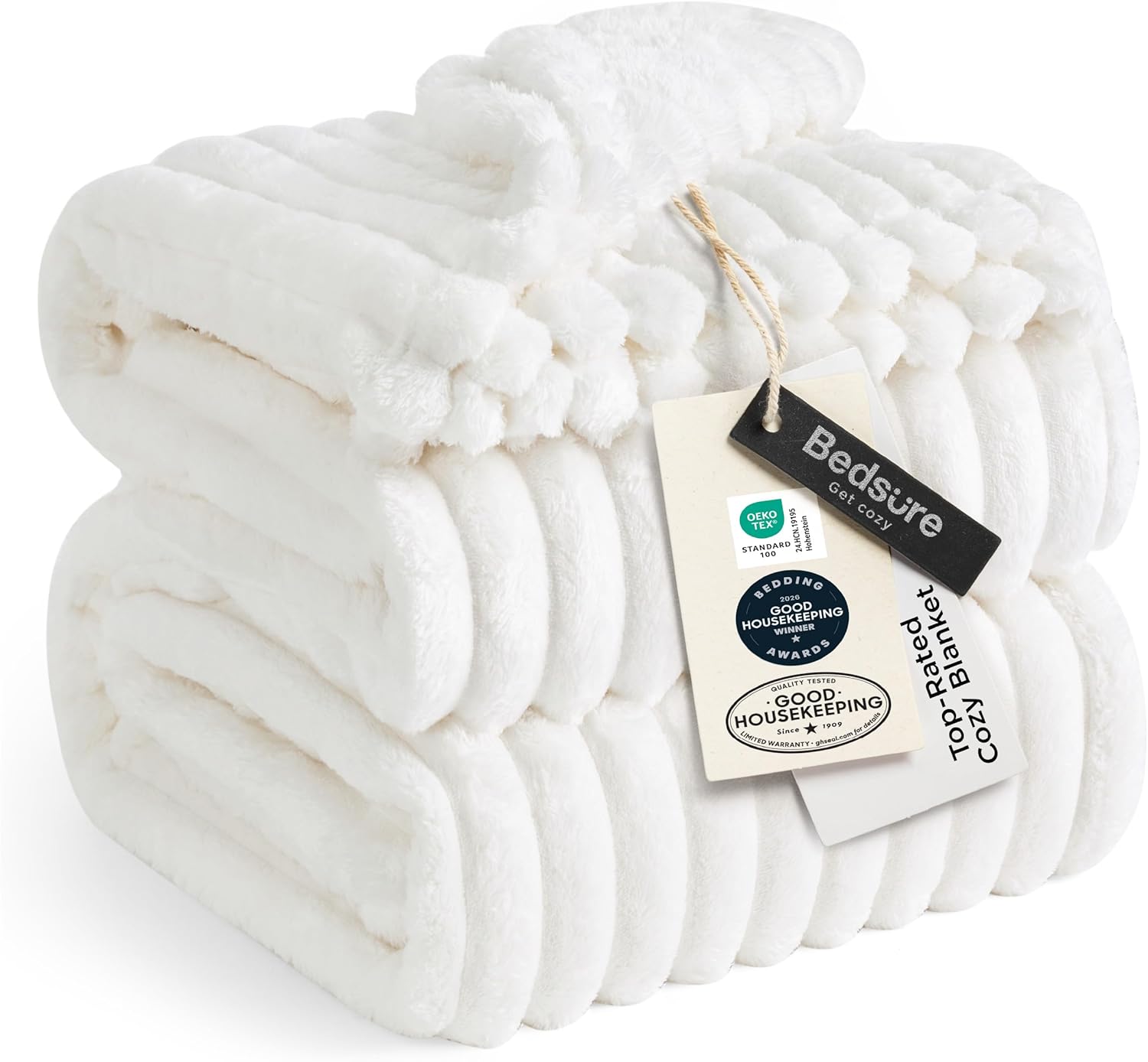 Bedsure GentleSoft King Size Blanket for Bed - Cozy Soft Blankets for Women, Cute Large Bedding Fleece Throws for Girls, Off White, 108x90 Inches