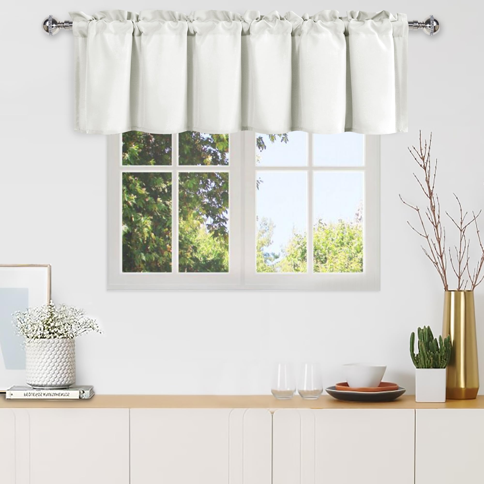 DWCN Valance Curtains for Living Room, Kitchen Valance Solid Short Topper, Rod Pocket Bathroom/Basement Curtain for Window Treatment, 1 Panel, 60 X 18 Inch, Grey