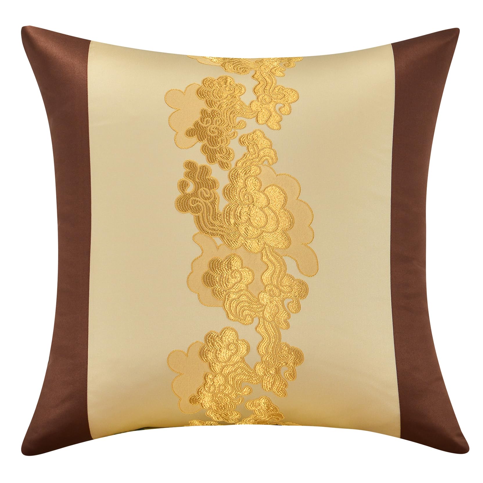 Chinese Style Bed Runner Scarf, Color Woven Jacquard Bedspreads Luxury Bedding Cover Decor for Hotel Wedding Room, Khaki Gold, 50 * 240cm for 1.8m Bed