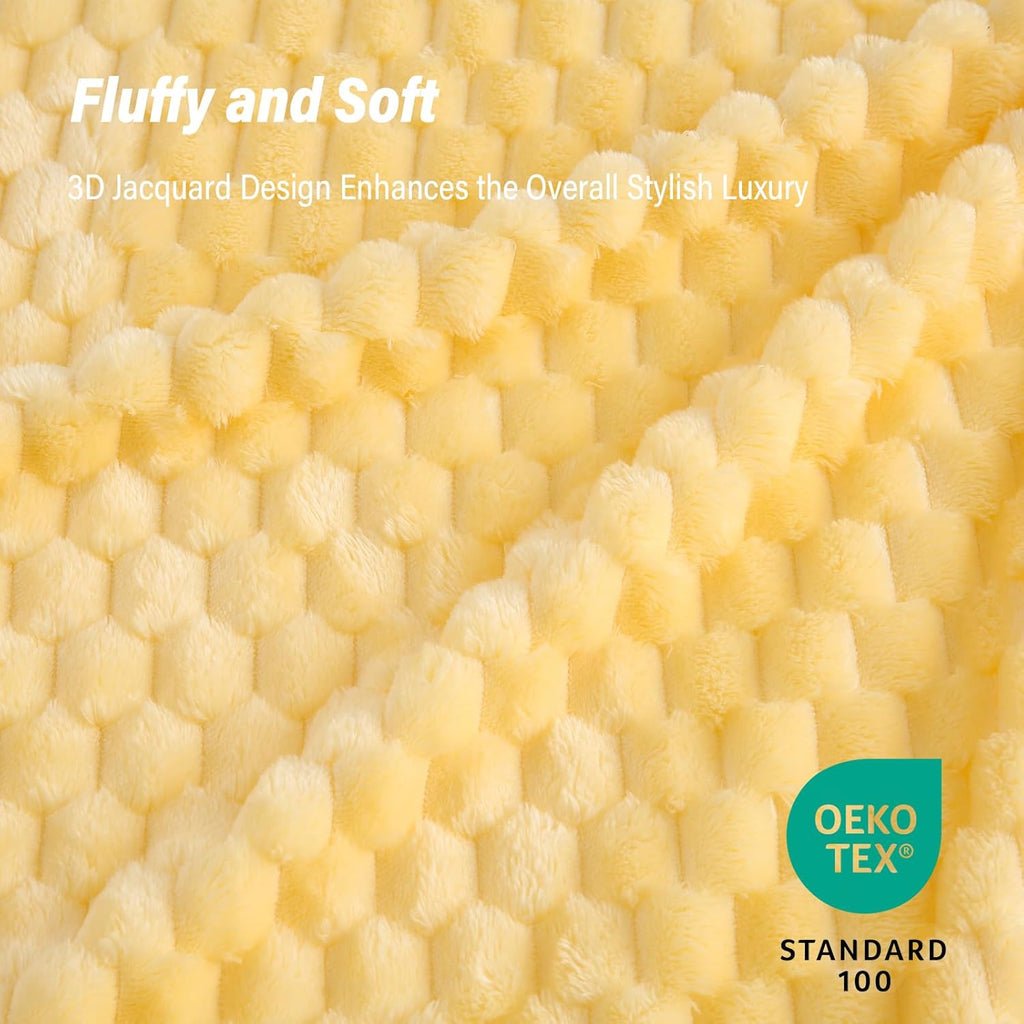 Bnuitland Light Yellow Flannel Throw Blanket (50X40 inches), 300 GSM Fleece Cozy Warm Soft Lightweight Bed Sofa Blanket for Babys and Pets, Suitable for All Seasons