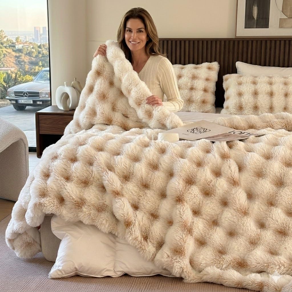 Cow Print Faux Fur Throw Blanket for Couch – 1000GSM Soft & Fluffy Cow Blanket for Bed, Sofa & Living Room, Warm Cozy Cow Gift for Women, 50x60 Inches Black to White Ombre with Brown Undertones