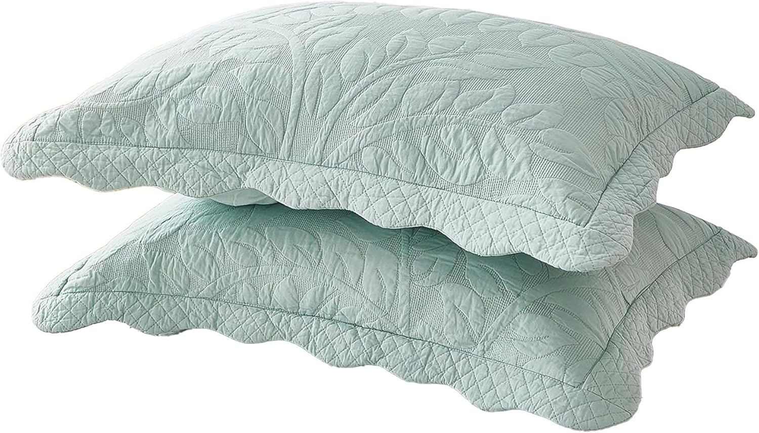 MarCielo 100% Cotton Embroidered Quilted Pillow Shams -Standard - Navy