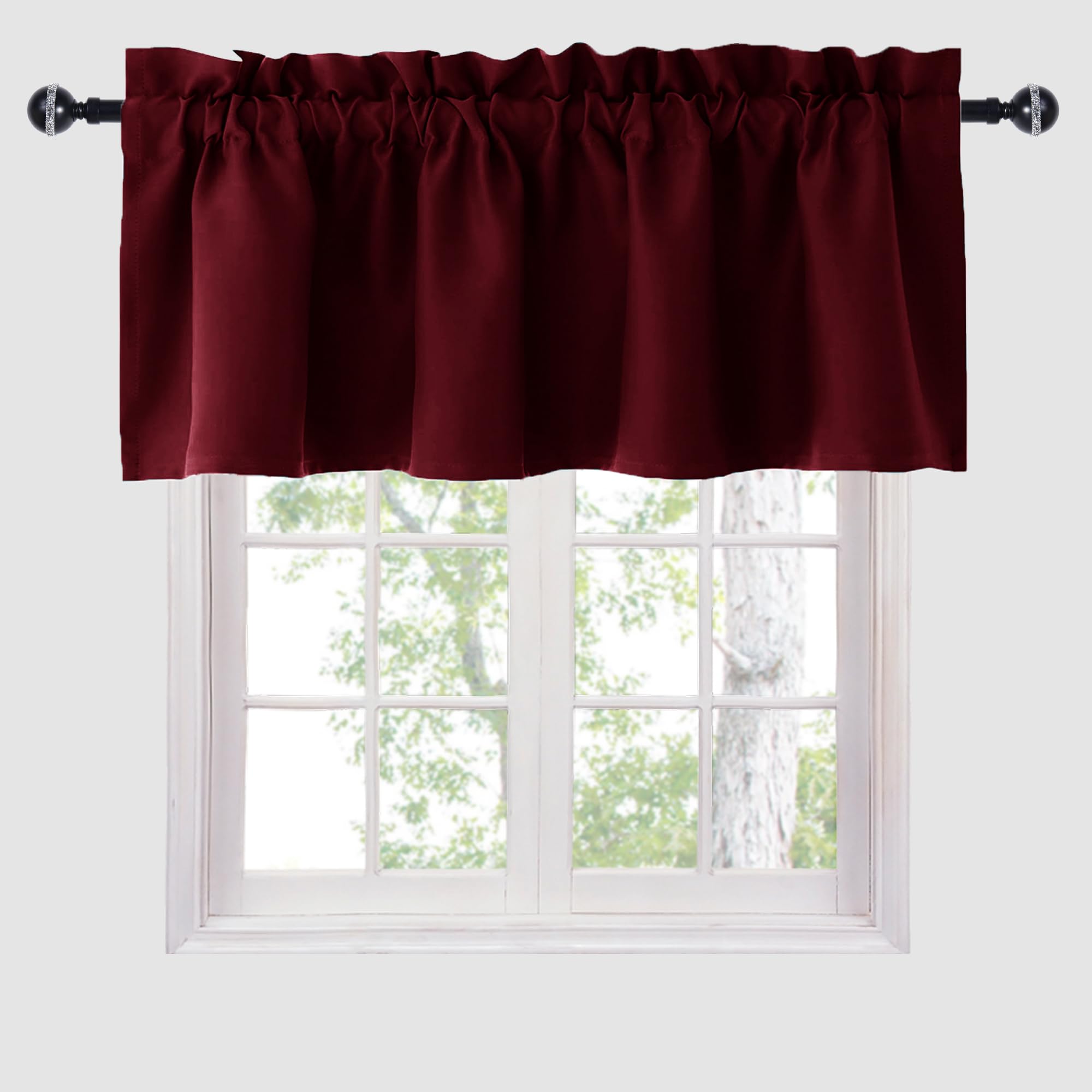 Hiasan Valance Curtains for Kitchen Blackout Thermal Insulated Solid Window Curtain Valance, Ivory, 42 x 18 Inches, 1 Panel