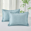 WINLIFE 100% Cotton Quilted Pillow Sham Floral Printed Pillow Cover Sage Green, Standard Size, 20 x 26 Inch