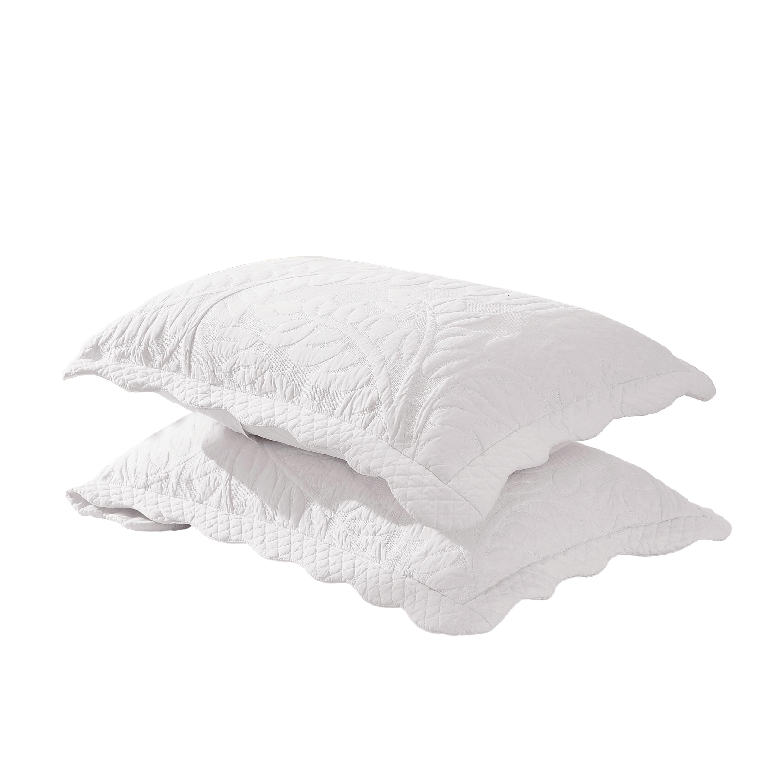 MarCielo 100% Cotton Embroidered Quilted Pillow Shams -Standard - Navy