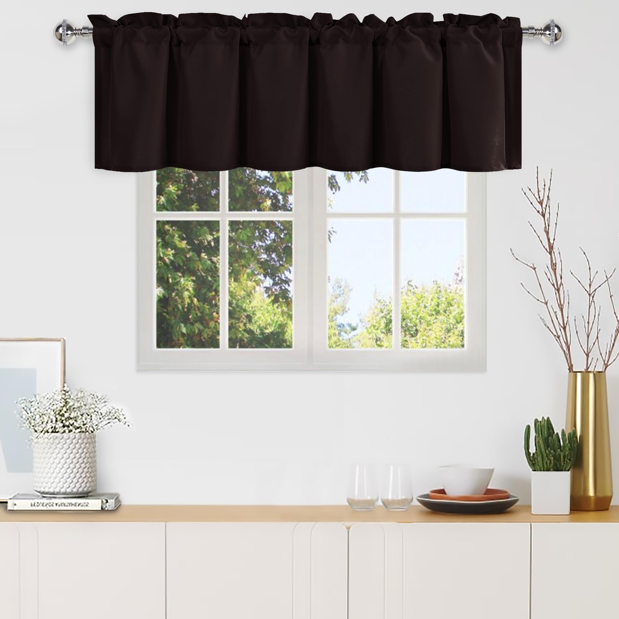 DWCN Valance Curtains for Living Room, Kitchen Valance Solid Short Topper, Rod Pocket Bathroom/Basement Curtain for Window Treatment, 1 Panel, 60 X 18 Inch, Grey
