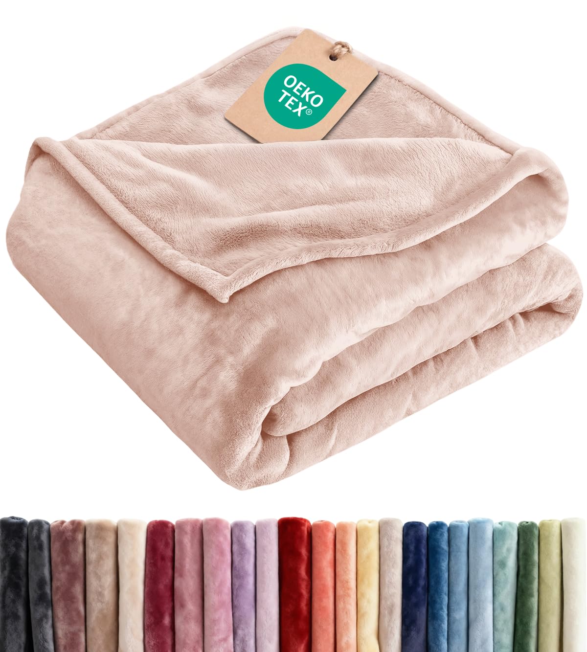 Ultra Soft Fleece Blanket Throw Size - Flannel Fleece Luxury Throw Blanket - Lightweight for Couch Bed Chair - Thick, Warm and Breathable - All Season Cozy Fuzzy, Anti-Static Microplush Bedding, Cream