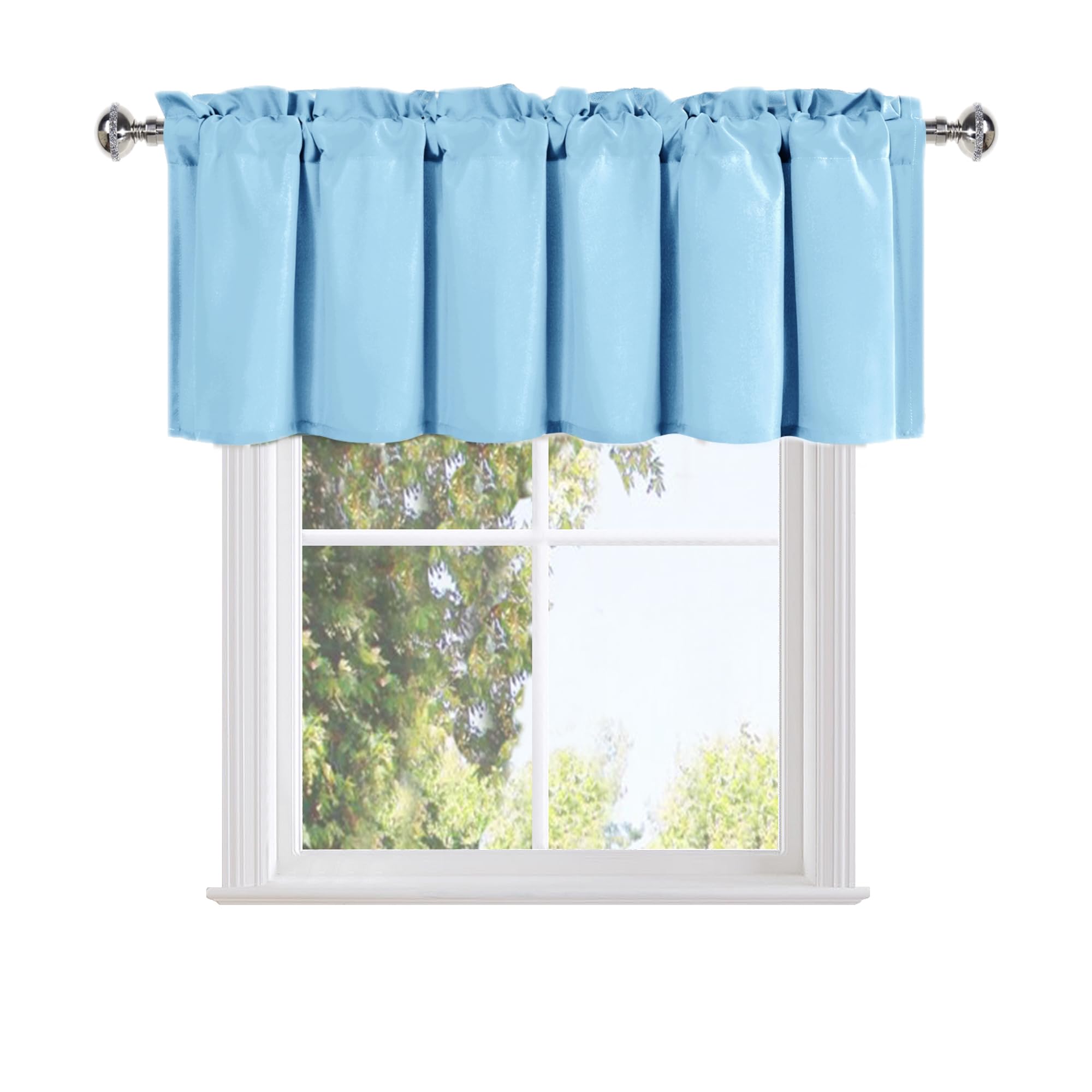 DWCN Valance Curtains for Living Room, Kitchen Valance Solid Short Topper, Rod Pocket Bathroom/Basement Curtain for Window Treatment, 1 Panel, 60 X 18 Inch, Grey