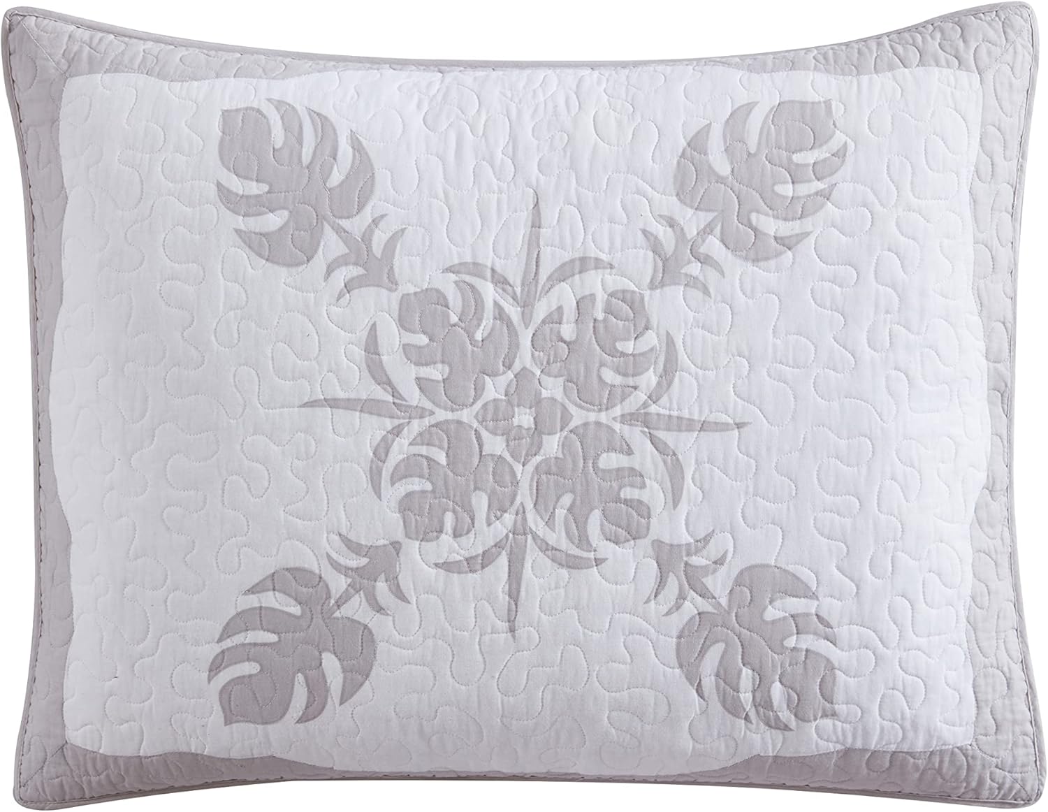 Tommy Bahama - Standard Sham, Soft & Lightweight Cotton Pillow Cover with Envelope Closure, Quilted Bedding with Reversible Design, Pack of 1 (Molokai Grey, 21" x 27")