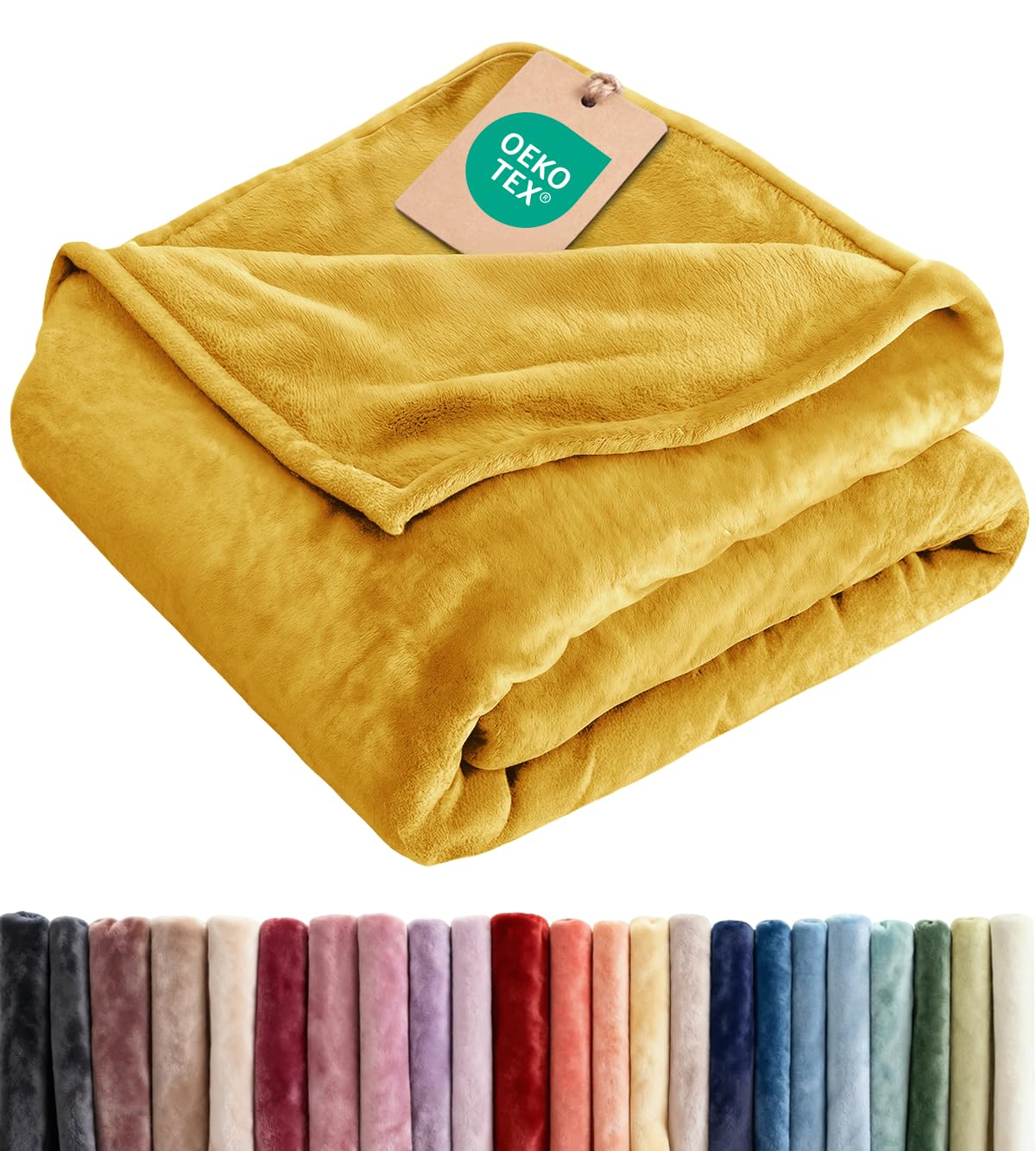 Ultra Soft Fleece Blanket Throw Size - Flannel Fleece Luxury Throw Blanket - Lightweight for Couch Bed Chair - Thick, Warm and Breathable - All Season Cozy Fuzzy, Anti-Static Microplush Bedding, Cream