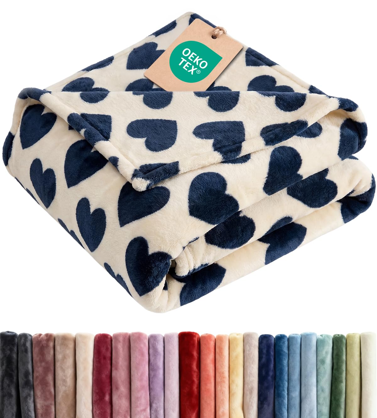 Ultra Soft Fleece Blanket Throw Size - Flannel Fleece Luxury Throw Blanket - Lightweight for Couch Bed Chair - Thick, Warm and Breathable - All Season Cozy Fuzzy, Anti-Static Microplush Bedding, Cream
