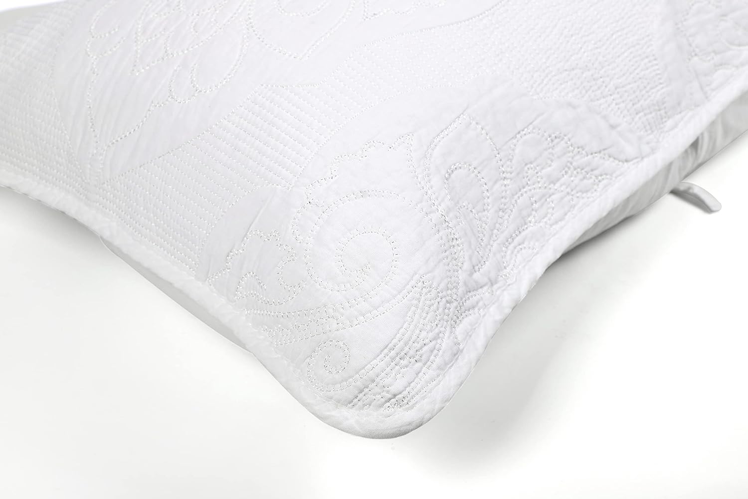 Newrara Bed Pillow Shams 100% Cotton White Embroidered Quilted Pillow Cases Set of 2, Queen Size (White)