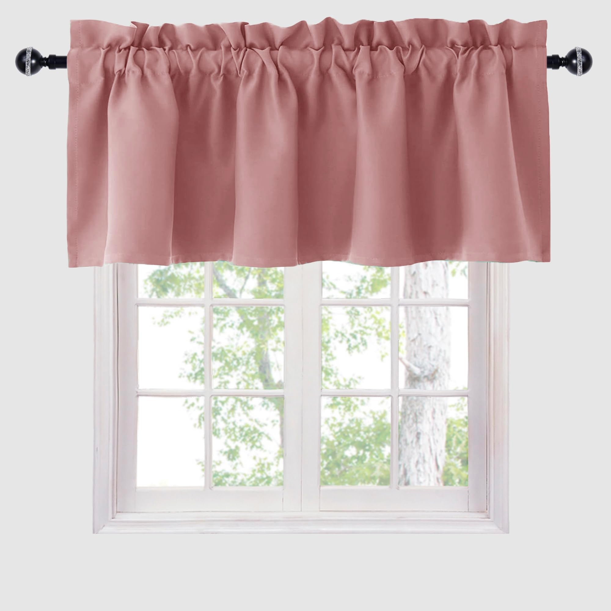 Hiasan Valance Curtains for Kitchen Blackout Thermal Insulated Solid Window Curtain Valance, Ivory, 42 x 18 Inches, 1 Panel