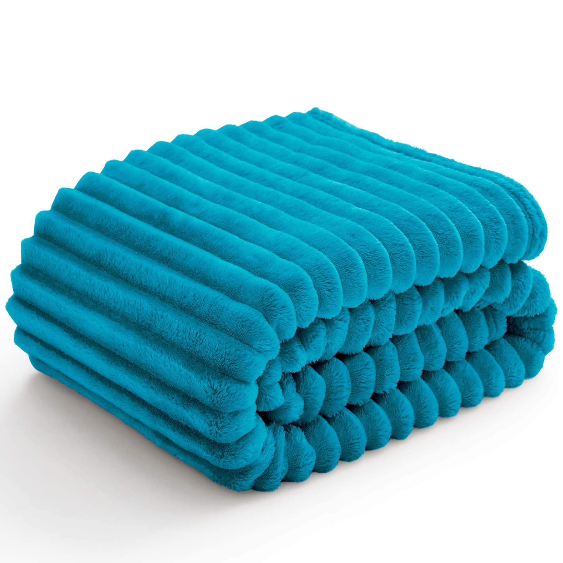 BEDELITE Fleece Throw Blanket for Couch - 300GSM Soft & Warm Fluffy Cream White Blanket, Decorative and Giftable Striped Blankets for Women, Men, 50"x60"