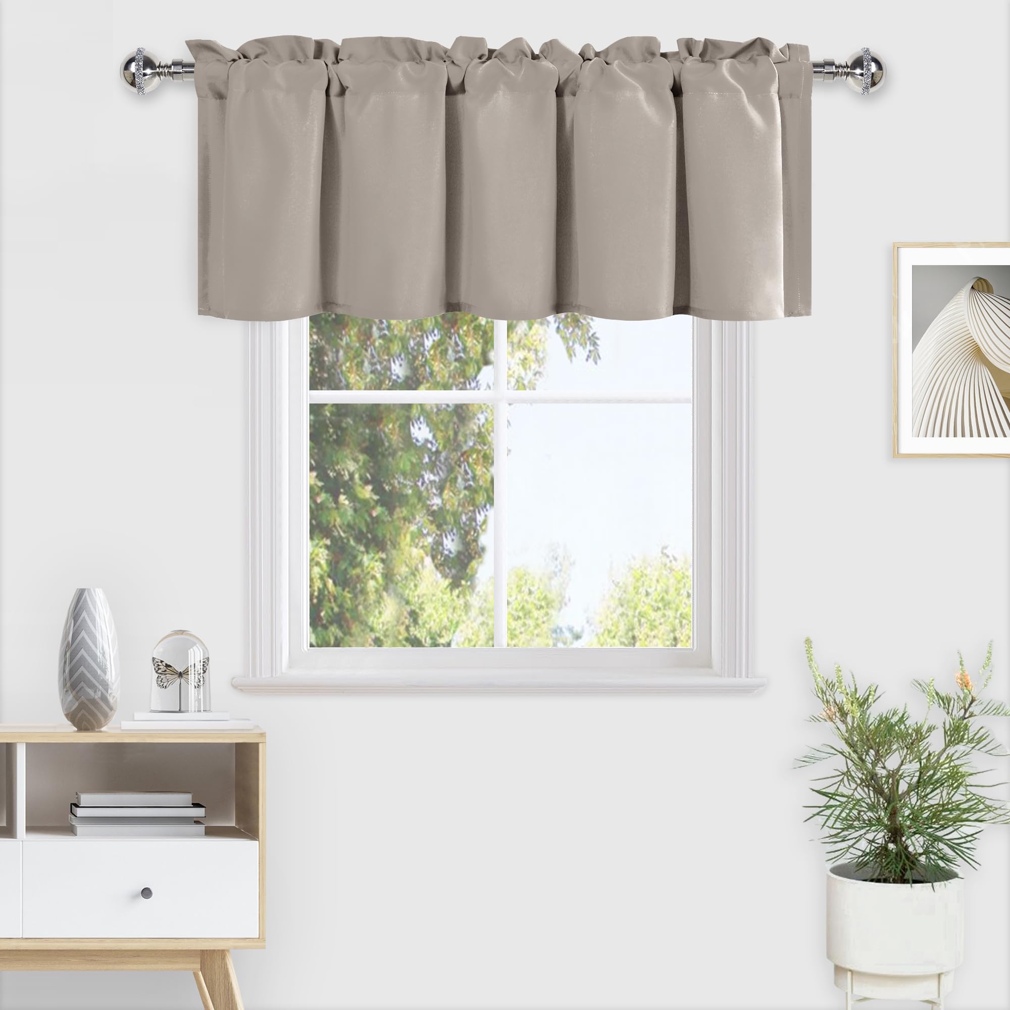 DWCN Valance Curtains for Living Room, Kitchen Valance Solid Short Topper, Rod Pocket Bathroom/Basement Curtain for Window Treatment, 1 Panel, 60 X 18 Inch, Grey