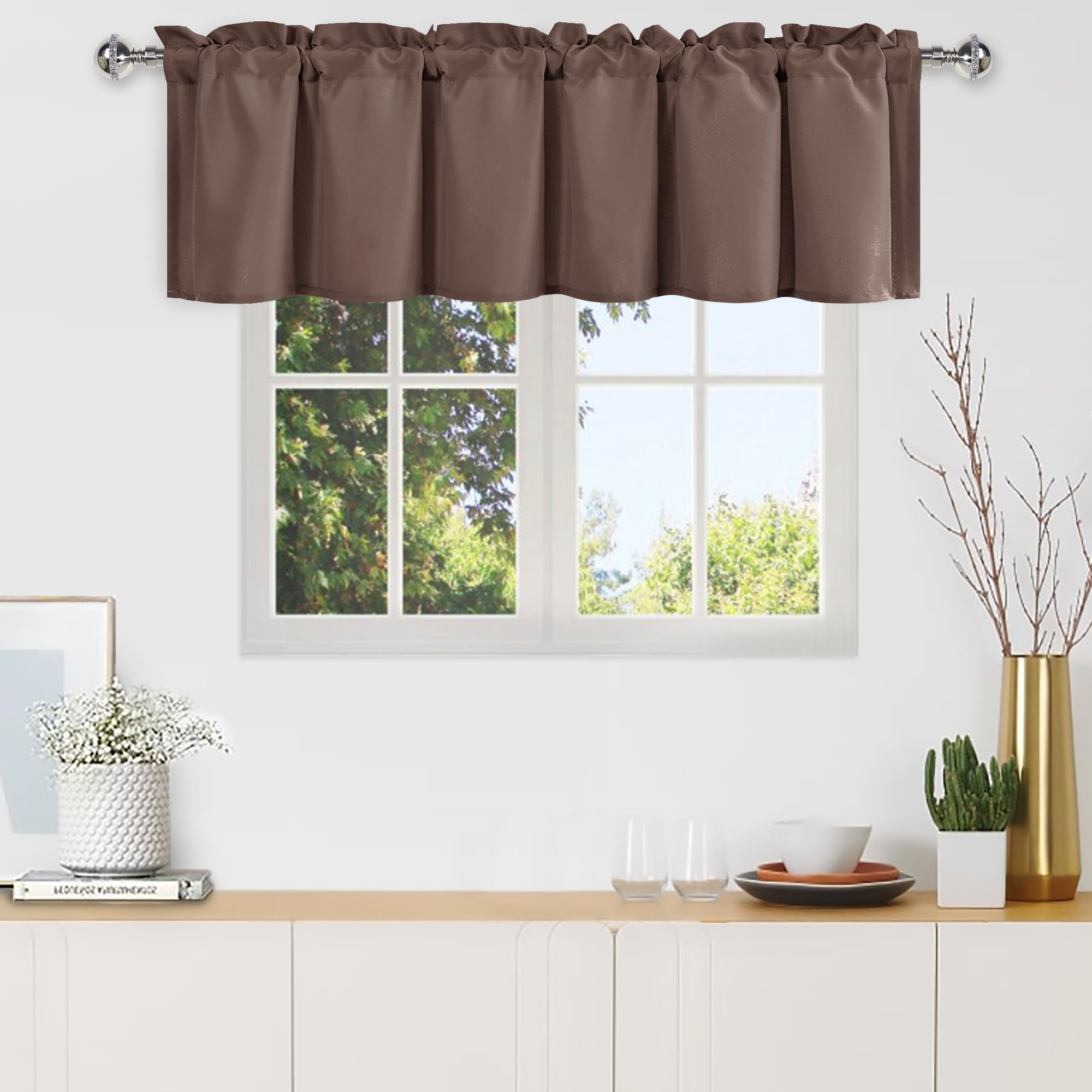 DWCN Valance Curtains for Living Room, Kitchen Valance Solid Short Topper, Rod Pocket Bathroom/Basement Curtain for Window Treatment, 1 Panel, 60 X 18 Inch, Grey