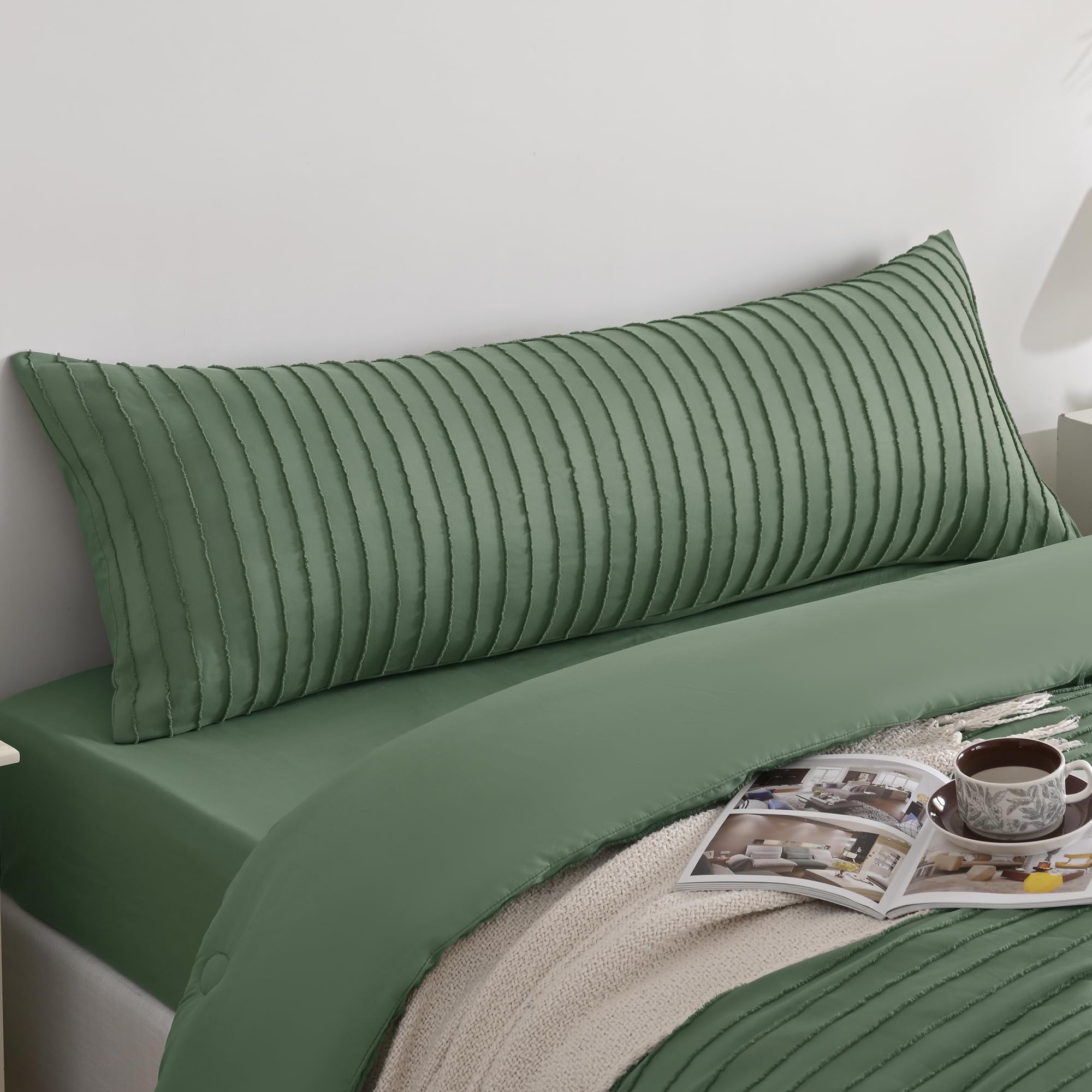 JELLYMONI 2 Pack White Pillowcases Standard Size, Soft Microfiber Striped Tufted Pillow Covers with Envelope Closure (Pillows are not Included)