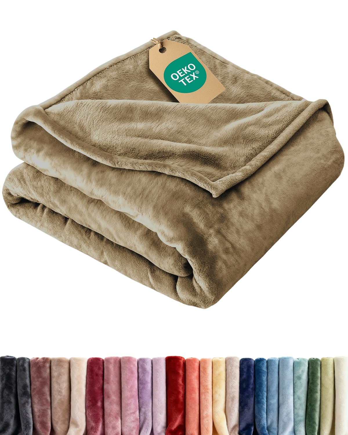Ultra Soft Fleece Blanket Throw Size - Flannel Fleece Luxury Throw Blanket - Lightweight for Couch Bed Chair - Thick, Warm and Breathable - All Season Cozy Fuzzy, Anti-Static Microplush Bedding, Cream