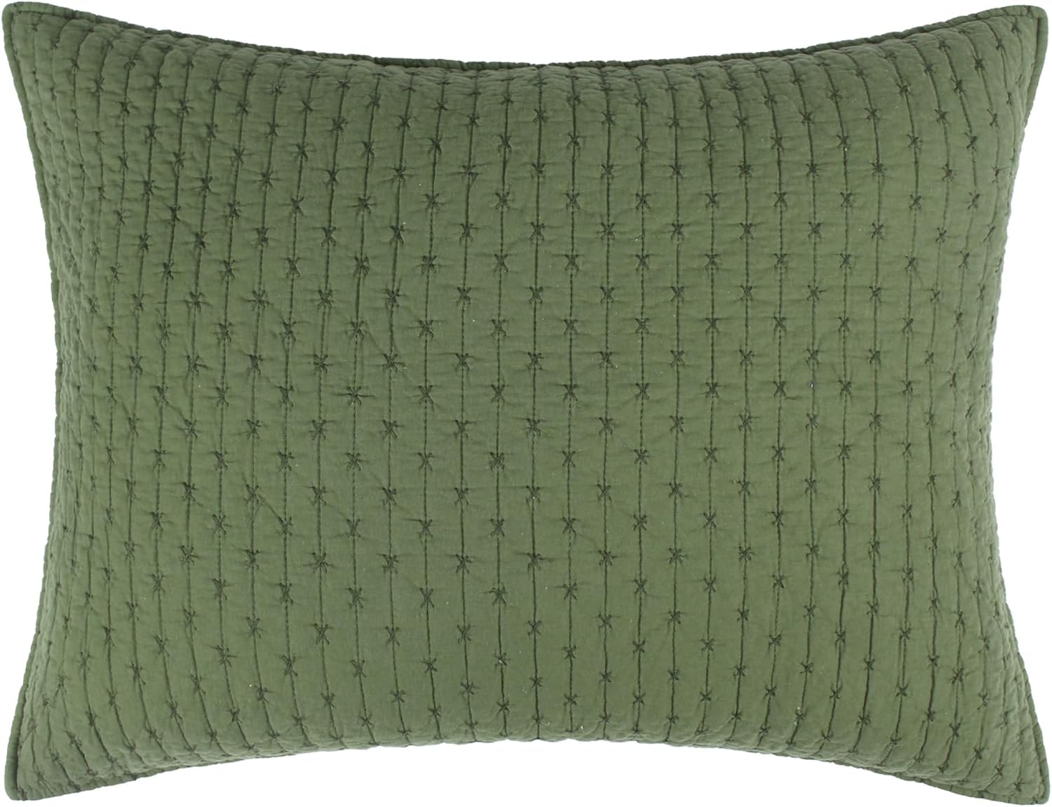 Levtex Home - Cross Stitch - Standard Sham - Forest Green - Sham (26x20in.) - Cotton