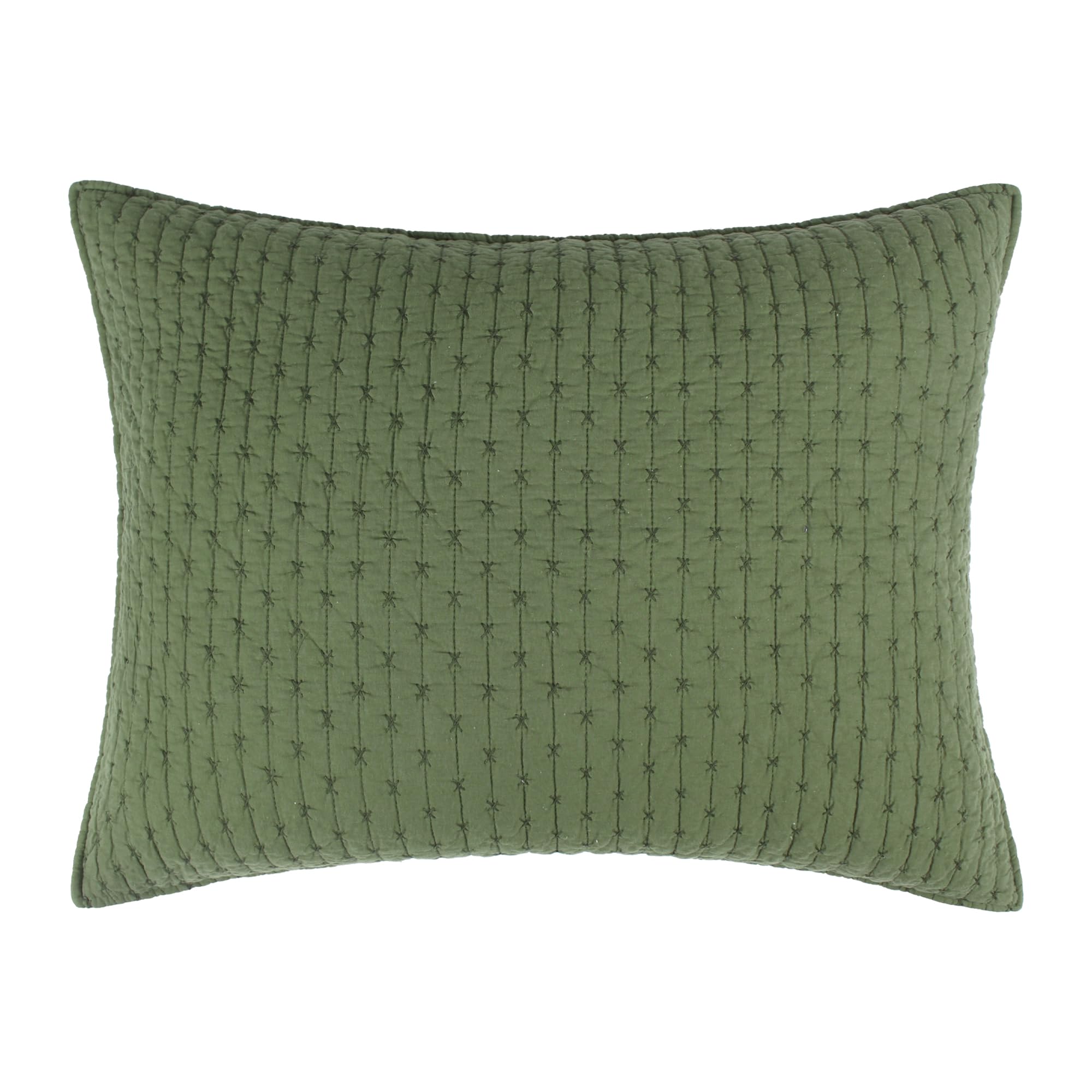 Levtex Home - Cross Stitch - Standard Sham - Forest Green - Sham (26x20in.) - Cotton