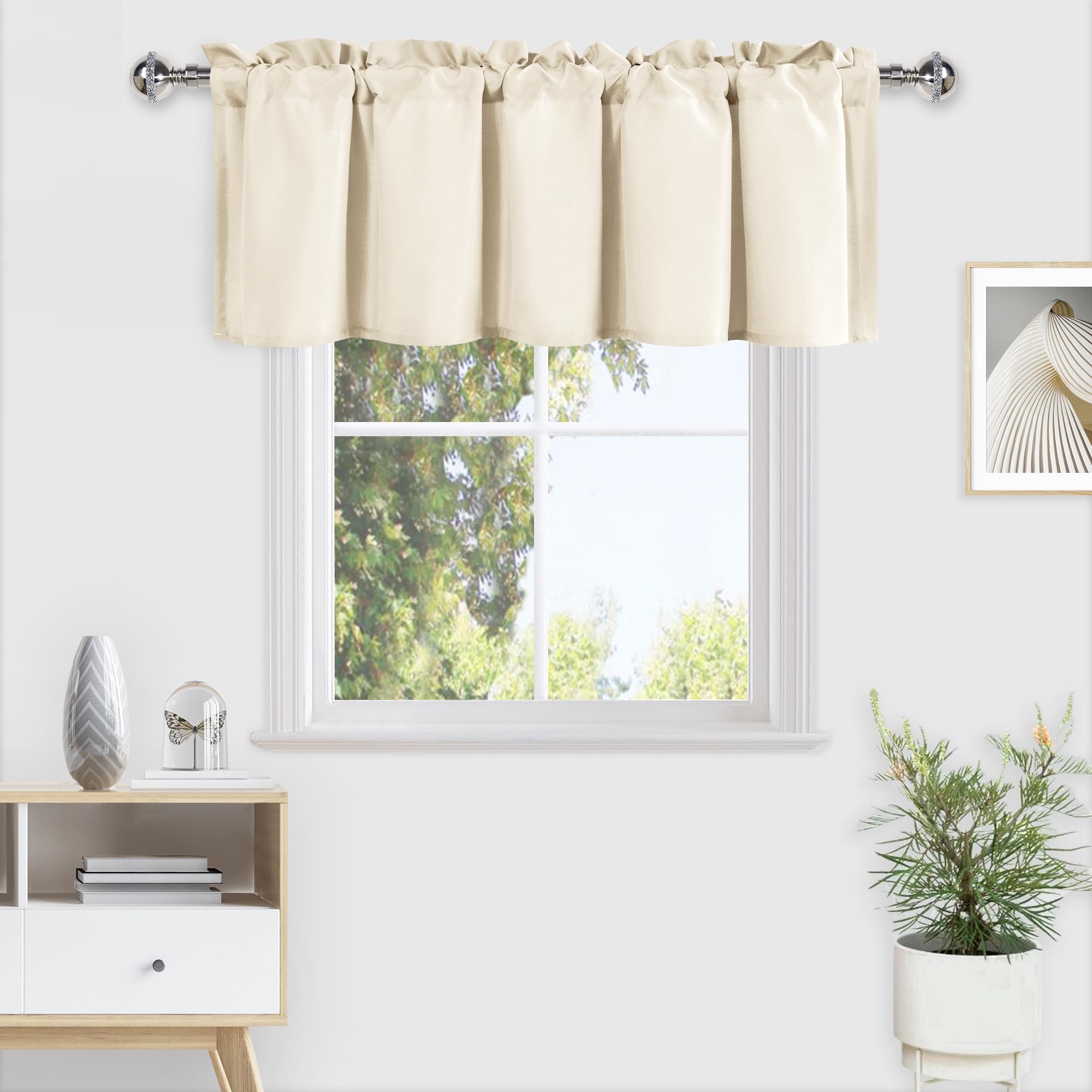 DWCN Valance Curtains for Living Room, Kitchen Valance Solid Short Topper, Rod Pocket Bathroom/Basement Curtain for Window Treatment, 1 Panel, 60 X 18 Inch, Grey