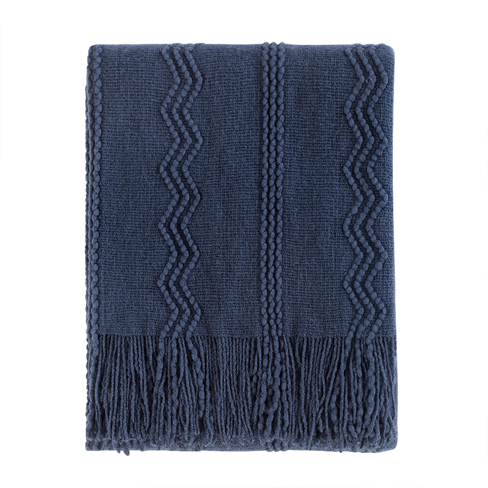 BOURINA Beige Throw Blanket 50x60 Inches Throw Textured Solid Soft Sofa Couch Decorative Knit Blanket