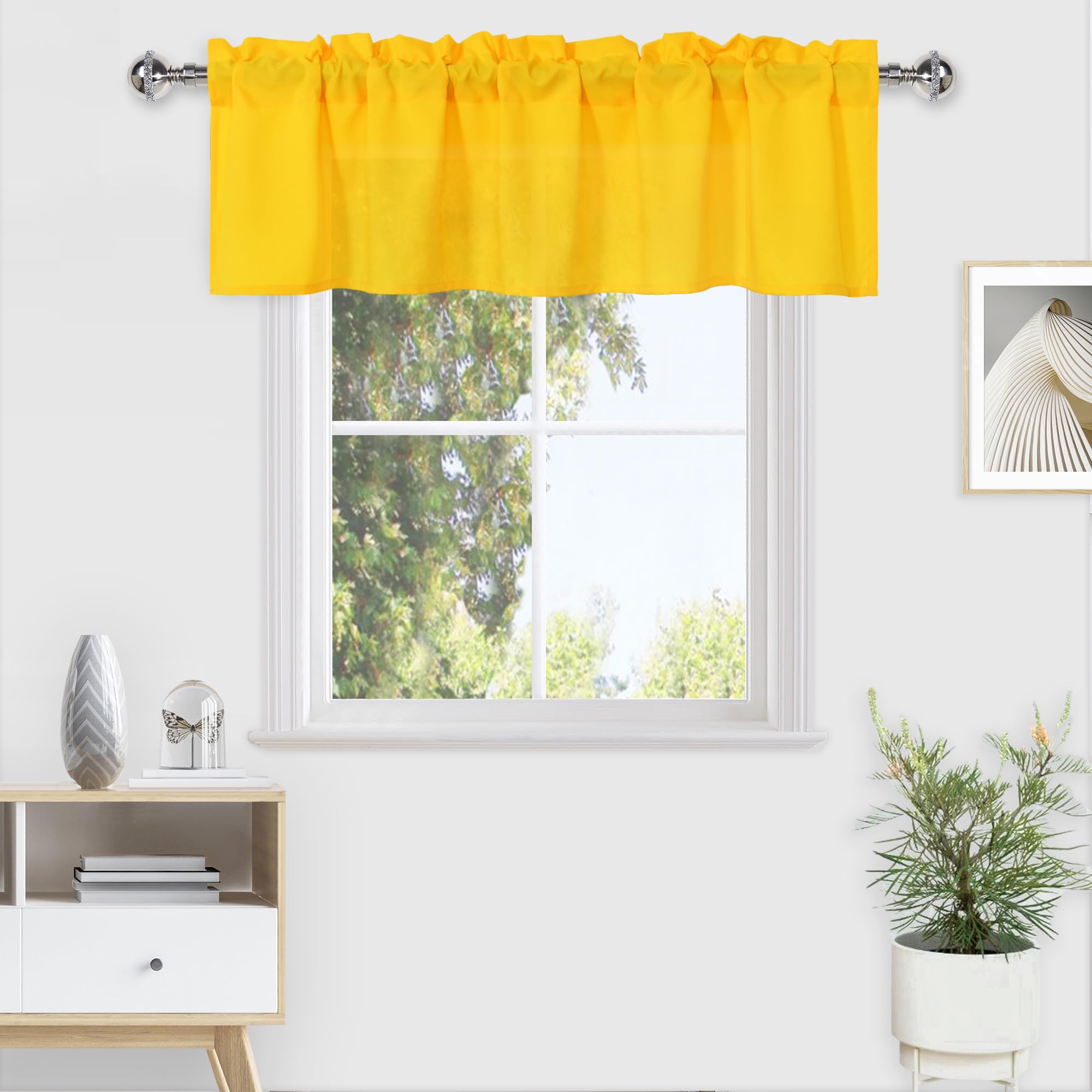 DWCN Valance Curtains for Living Room, Kitchen Valance Solid Short Topper, Rod Pocket Bathroom/Basement Curtain for Window Treatment, 1 Panel, 60 X 18 Inch, Grey