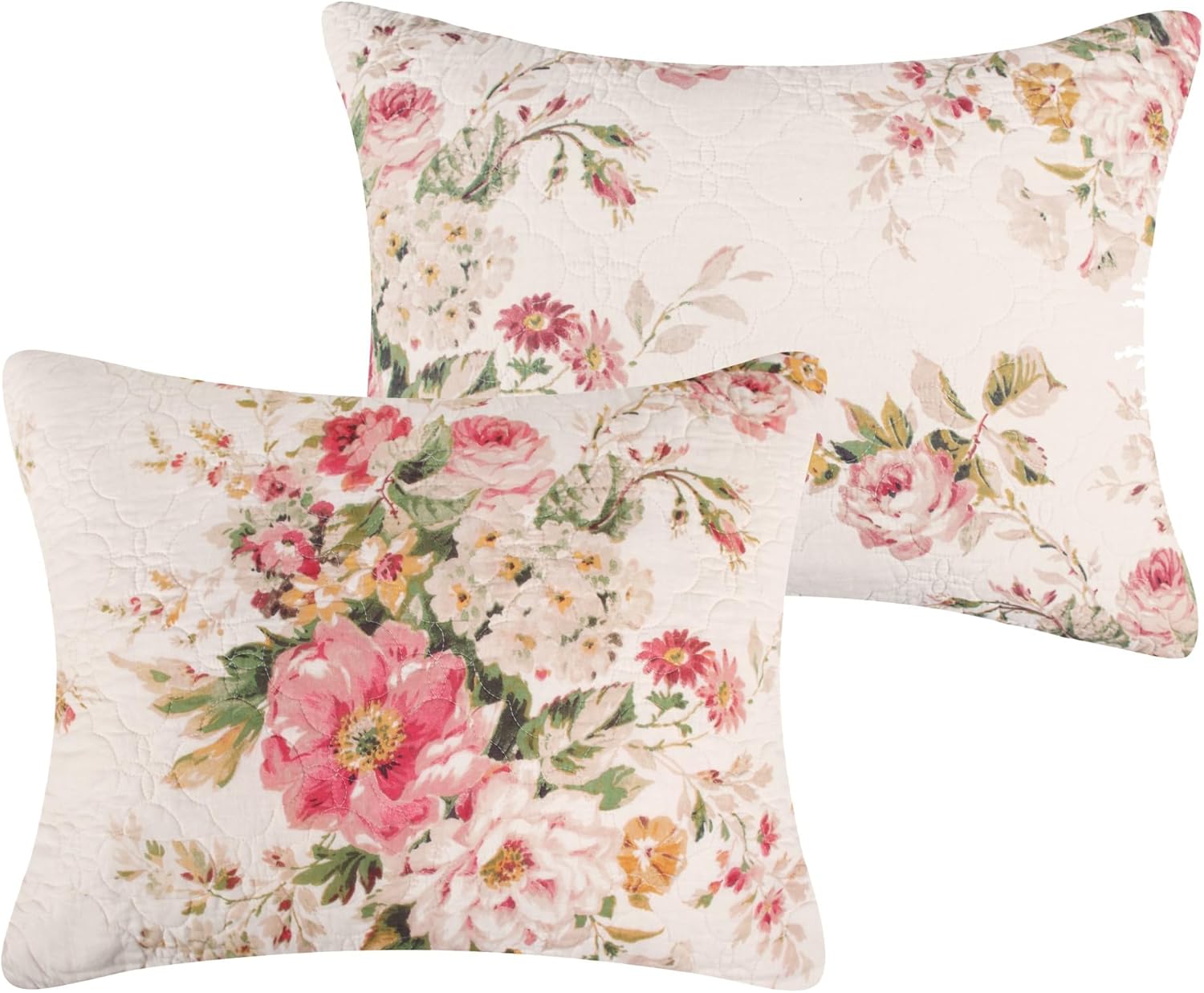 Greenland Home Grace Traditional Floral Cotton Quilted Pillow Sham, Standard 20x26-inch, Buttercup