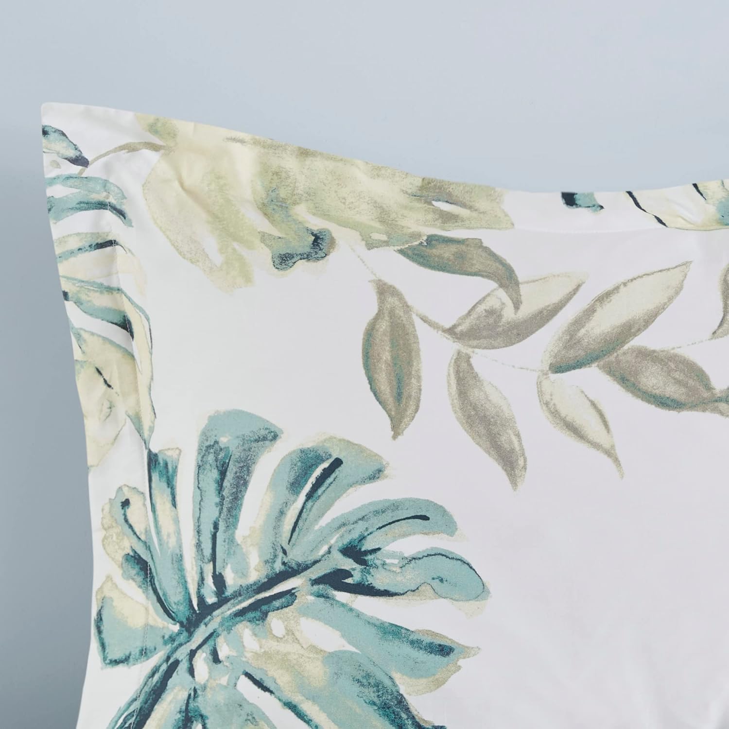 Harbor House Cozy Cotton Comforter Set - Coastal, All Season Down Alternative Casual Bedding with Matching Shams, Decorative Pillows, Lorelai, Monstera Leaf Green Queen(92"x96") 6 Piece