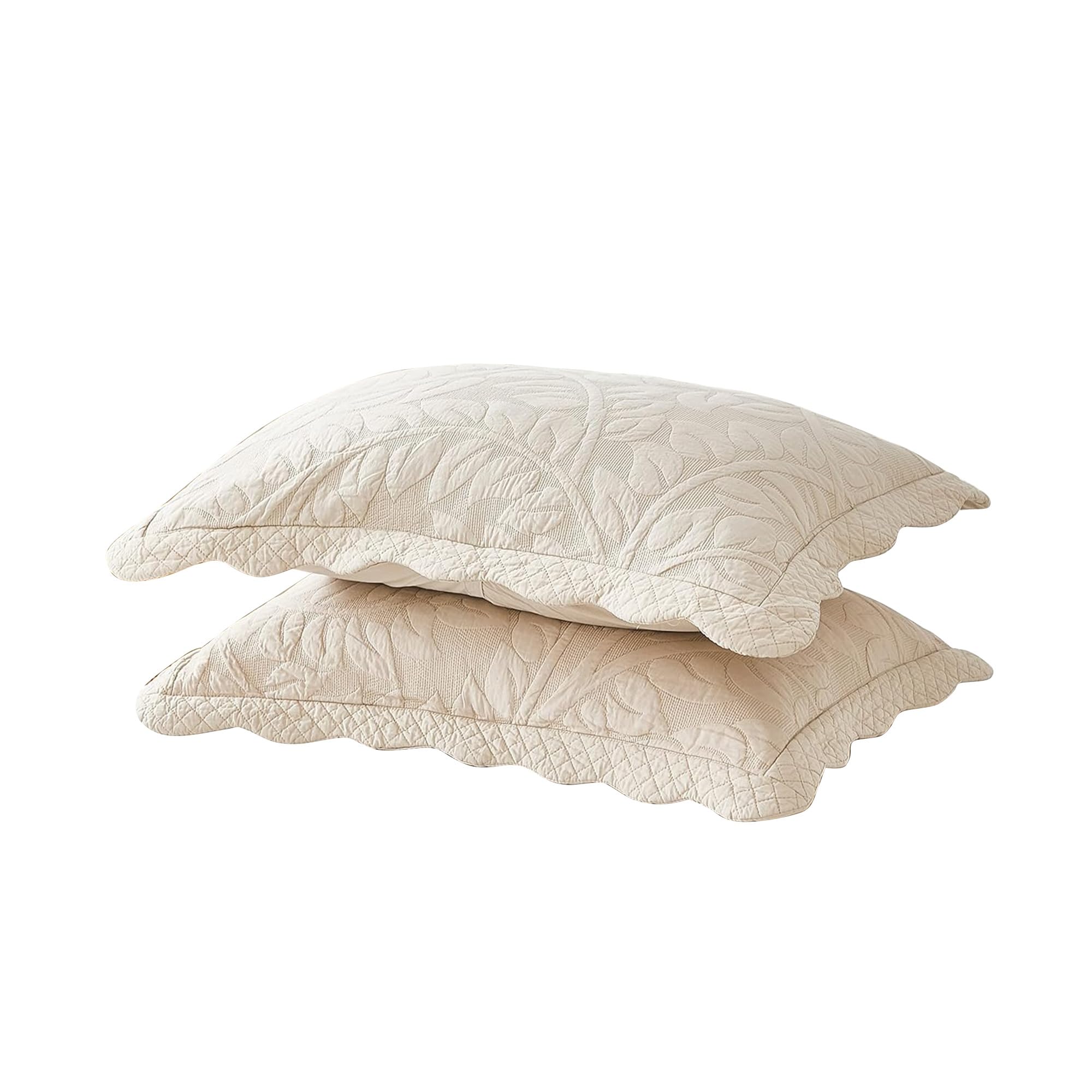 MarCielo 100% Cotton Embroidered Quilted Pillow Shams -Standard - Navy
