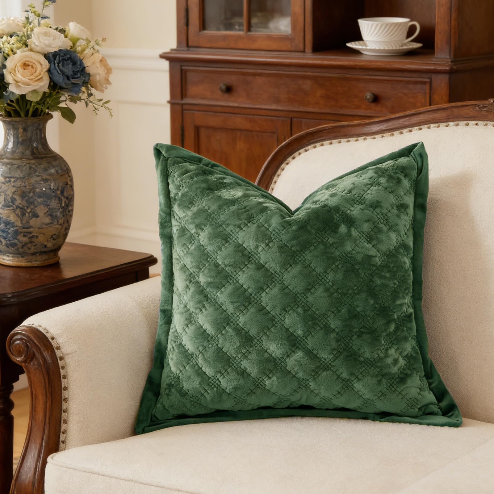 Standard Pillowcase 20X26 1 Piece Pillow Cover with Envelope Closure Rectangular Quilted Pillow Case Soft Decorative Texture Pillow Sham for Bed, Ivory White