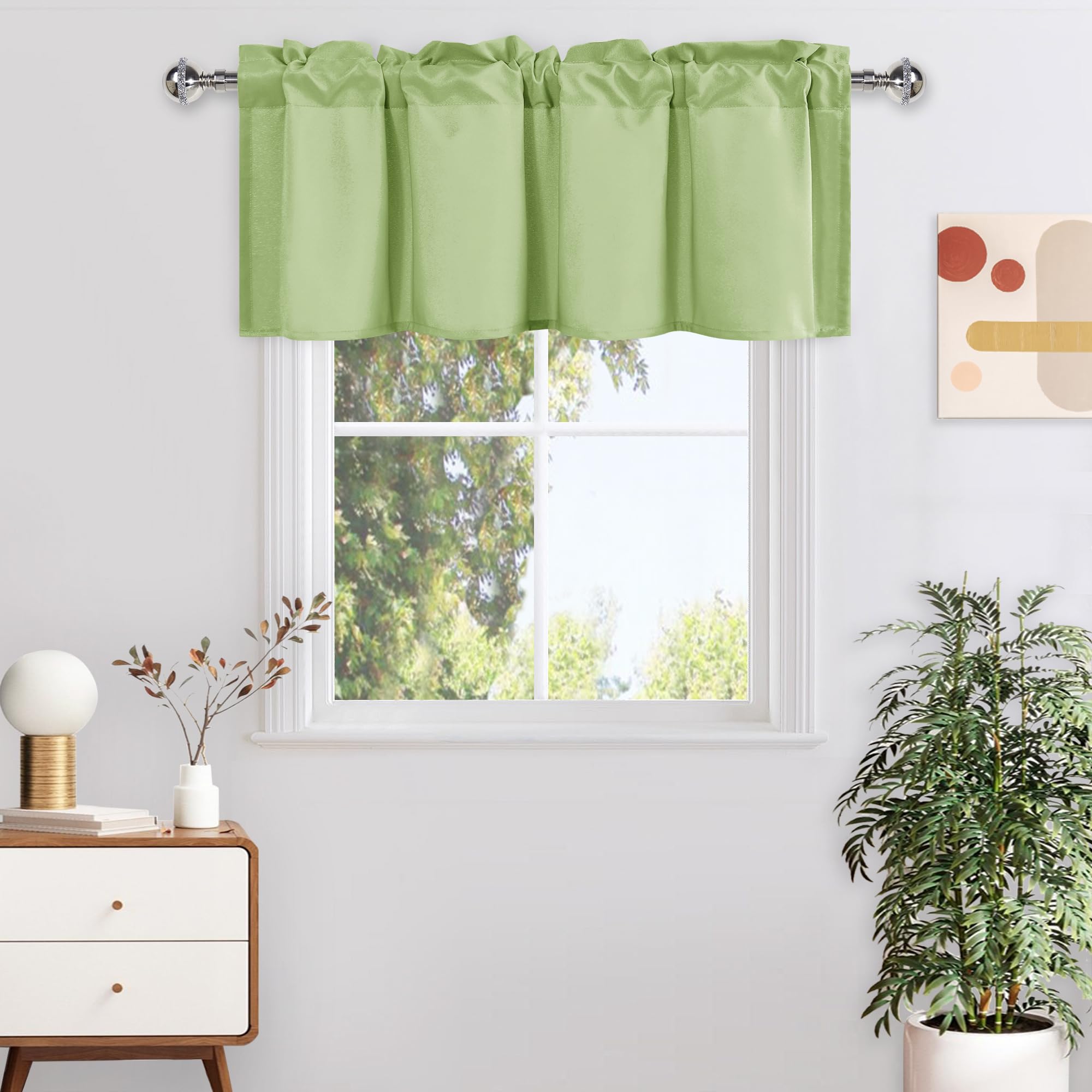 DWCN Valance Curtains for Living Room, Kitchen Valance Solid Short Topper, Rod Pocket Bathroom/Basement Curtain for Window Treatment, 1 Panel, 60 X 18 Inch, Grey