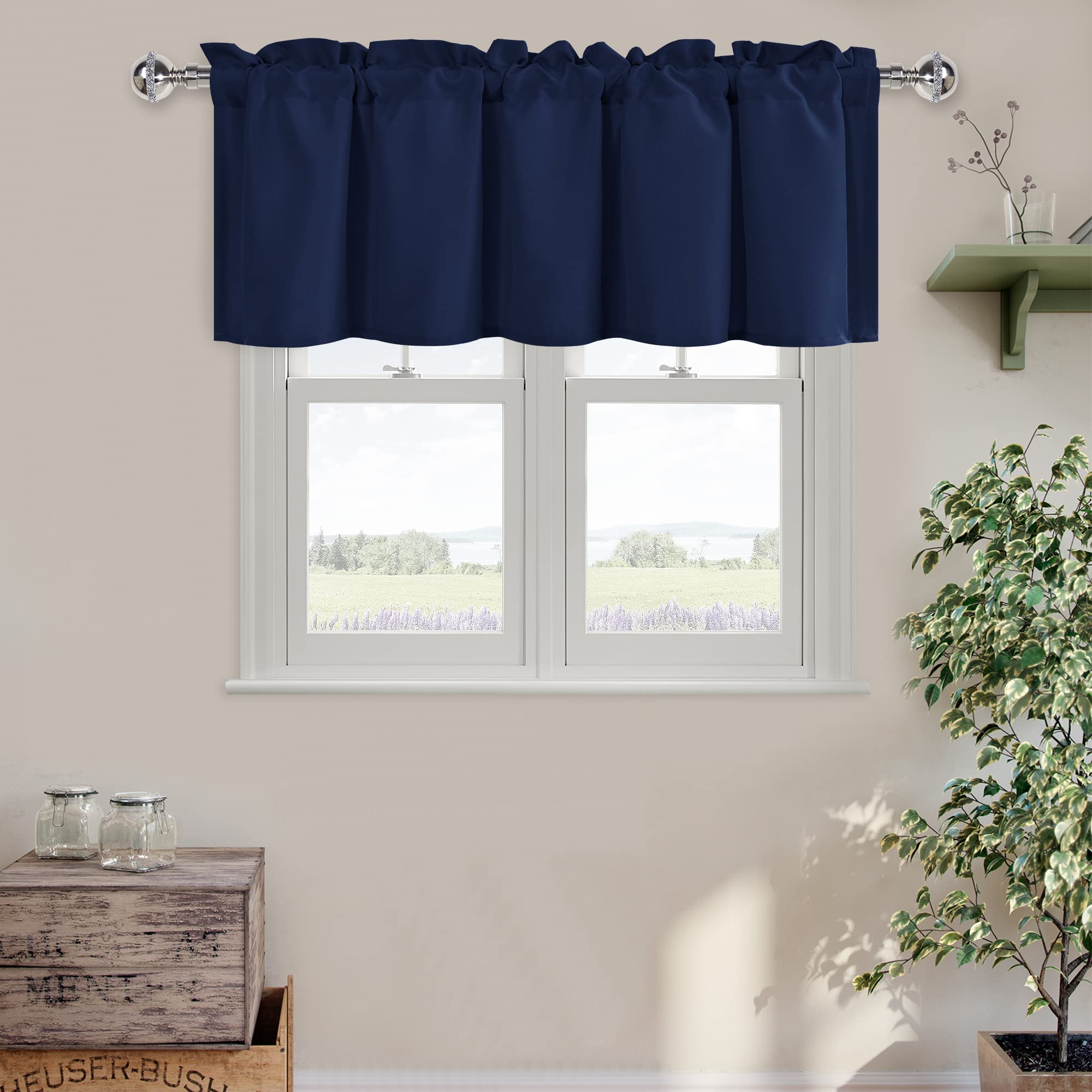 DWCN Valance Curtains for Living Room, Kitchen Valance Solid Short Topper, Rod Pocket Bathroom/Basement Curtain for Window Treatment, 1 Panel, 60 X 18 Inch, Grey