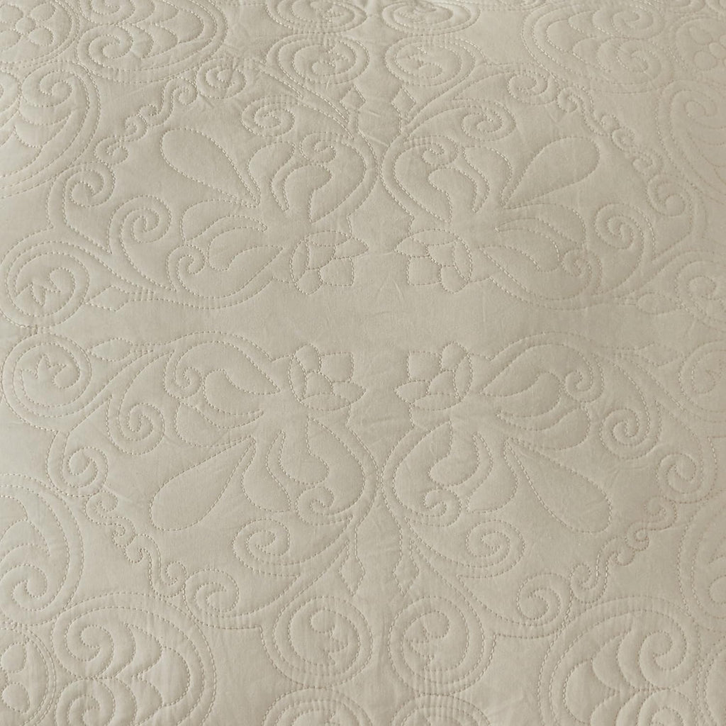 YINFUNG Quilted Pillow Shams Damask Medallion Ivory Standard Set of 2 Cream Embroidered Vintage Pillowcases Embossed Textured Cotton Pattern Bright White