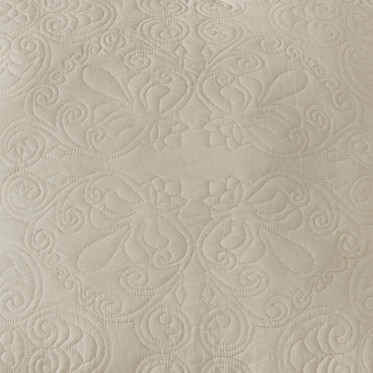 YINFUNG Quilted Pillow Shams Damask Medallion Ivory Standard Set of 2 Cream Embroidered Vintage Pillowcases Embossed Textured Cotton Pattern Bright White