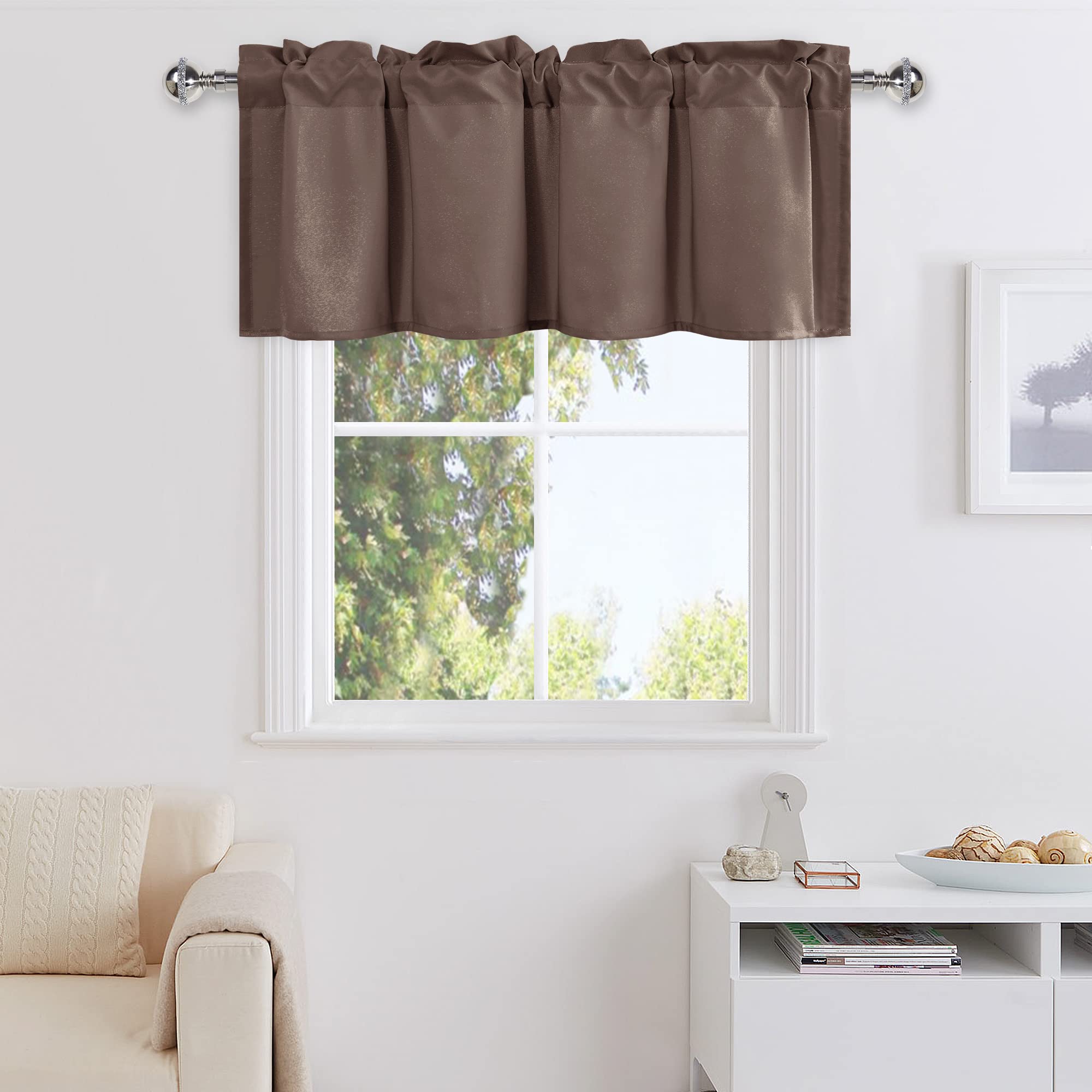 DWCN Valance Curtains for Living Room, Kitchen Valance Solid Short Topper, Rod Pocket Bathroom/Basement Curtain for Window Treatment, 1 Panel, 60 X 18 Inch, Grey