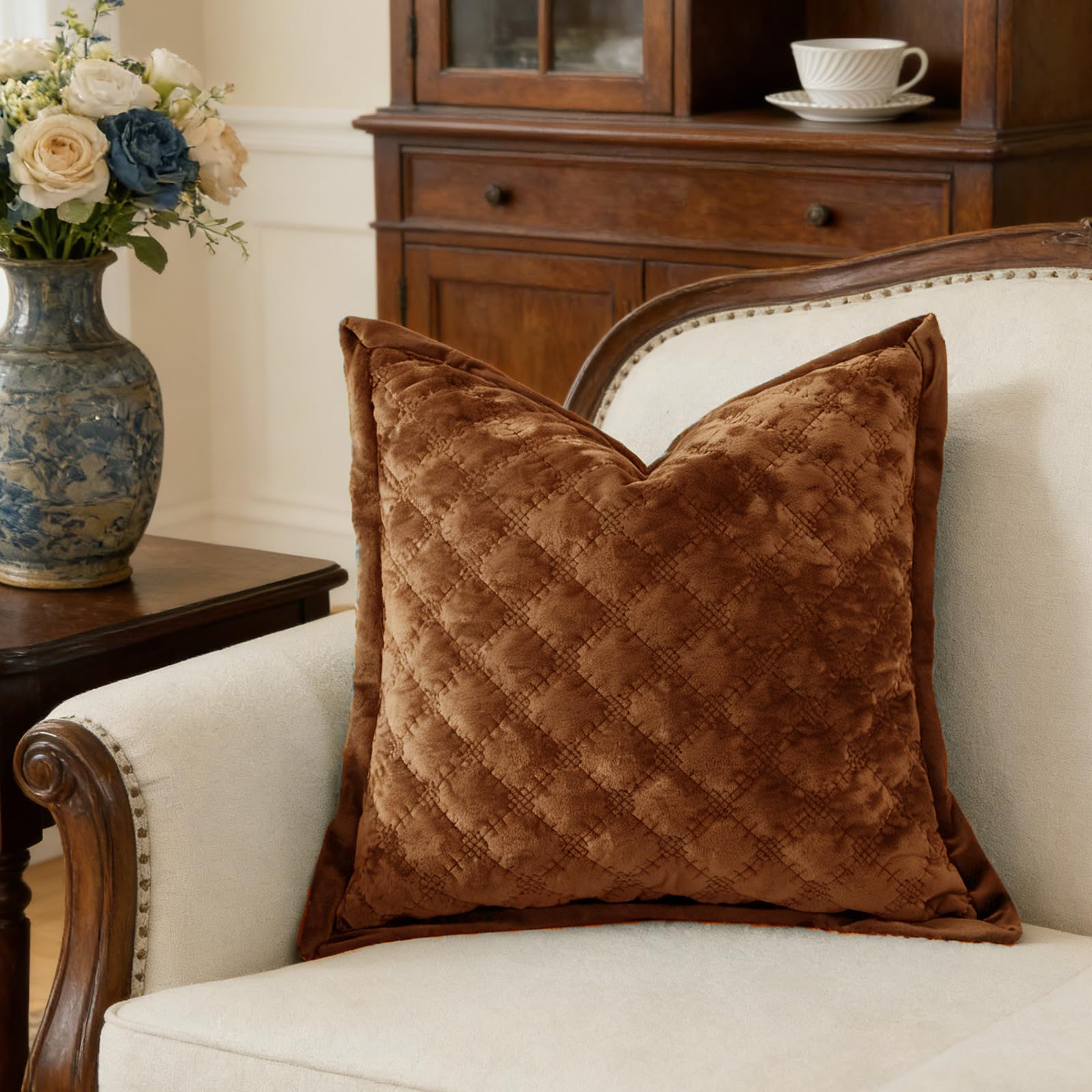 Standard Pillowcase 20X26 1 Piece Pillow Cover with Envelope Closure Rectangular Quilted Pillow Case Soft Decorative Texture Pillow Sham for Bed, Ivory White