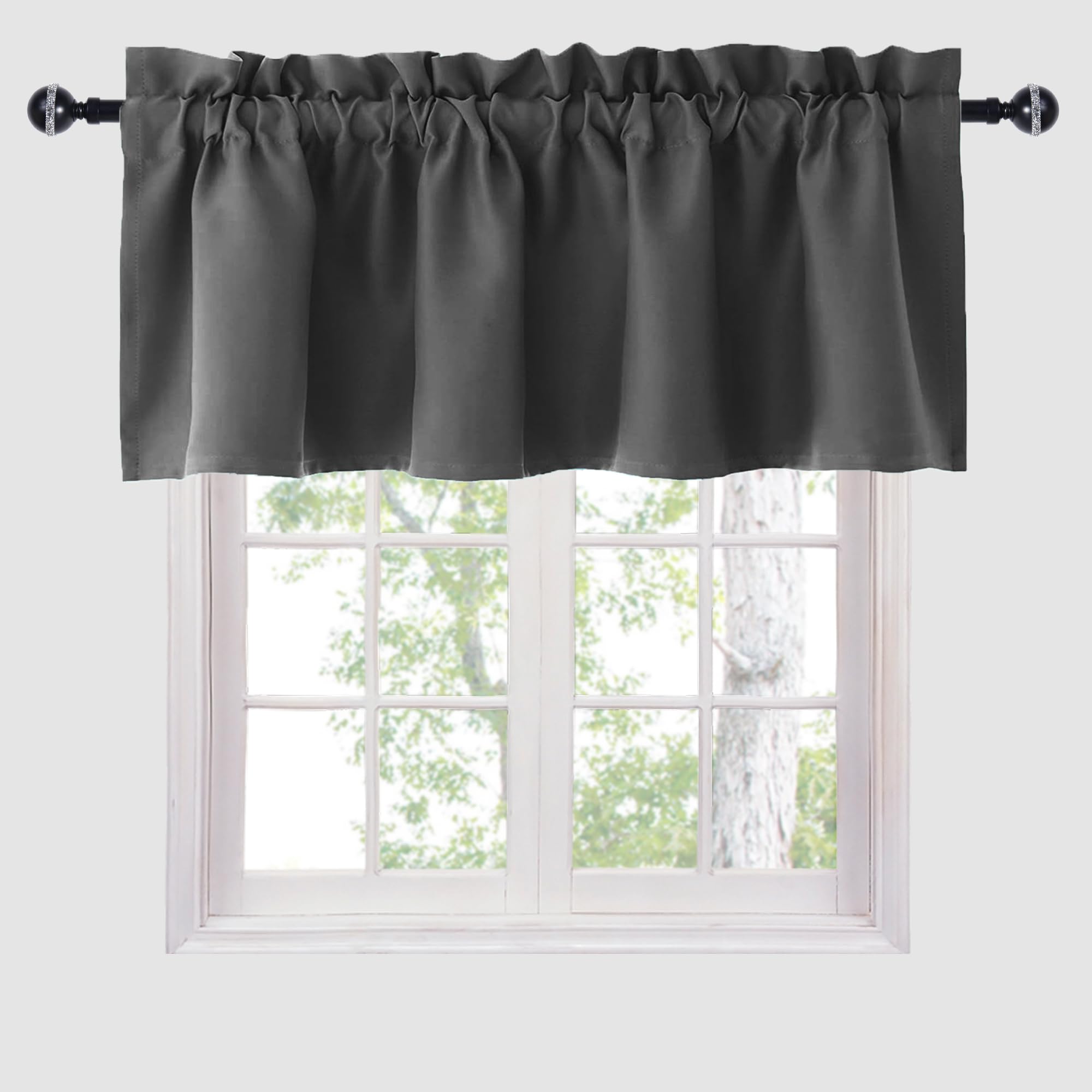 Hiasan Valance Curtains for Kitchen Blackout Thermal Insulated Solid Window Curtain Valance, Ivory, 42 x 18 Inches, 1 Panel