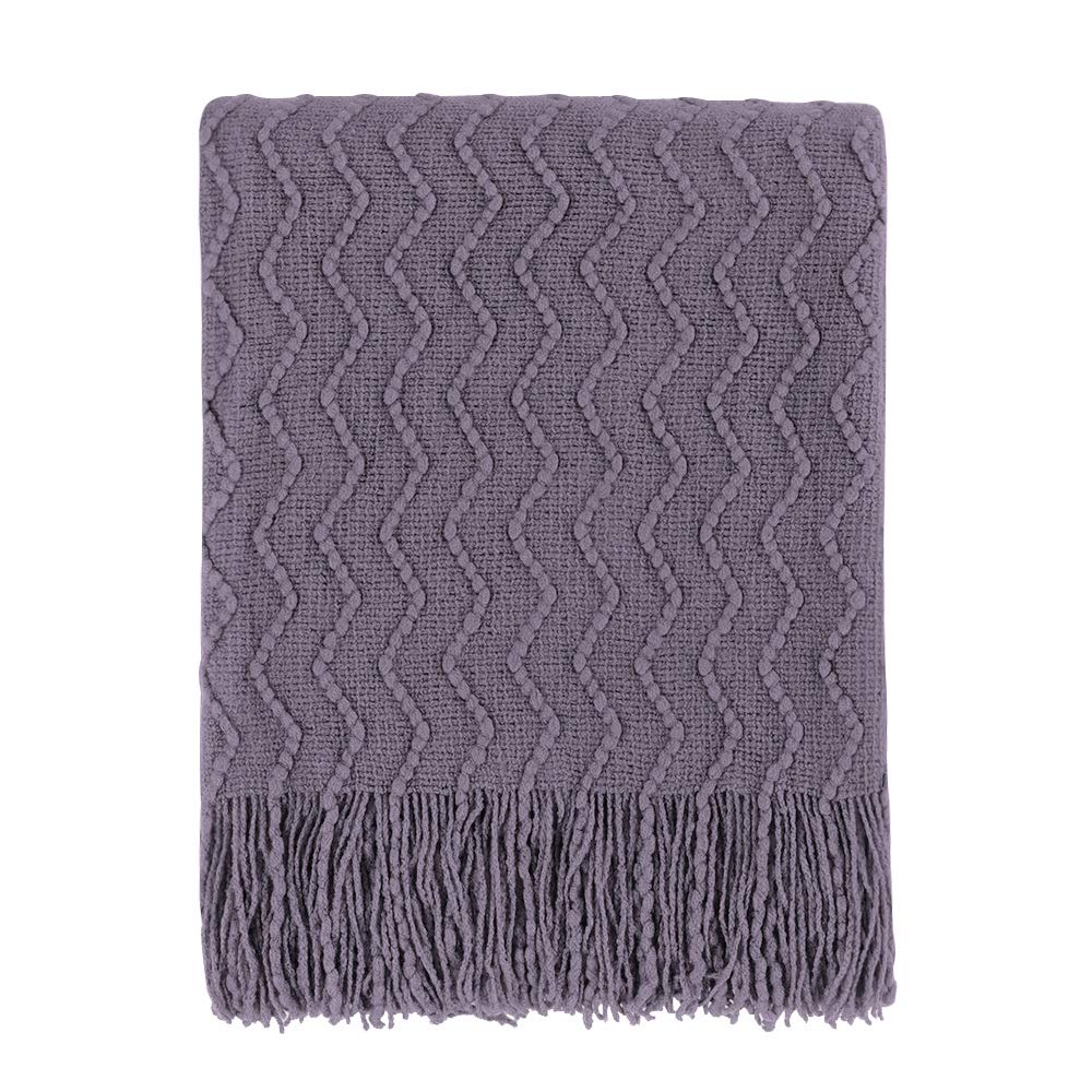 BOURINA Beige Throw Blanket 50x60 Inches Throw Textured Solid Soft Sofa Couch Decorative Knit Blanket