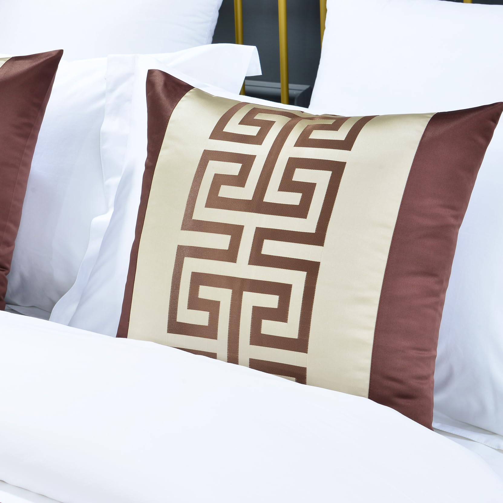 Chinese Style Bed Runner Scarf, Color Woven Jacquard Bedspreads Luxury Bedding Cover Decor for Hotel Wedding Room, Khaki Gold, 50 * 240cm for 1.8m Bed