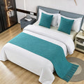 Geometry Bed Runners for King & Queen Size Bed Solid Beige Bed Scarf with Tassel Boho Knit Bed Runner Scarves Decorative for Bedroom Home Hotel (102 x 24 Inches, 1 Piece)