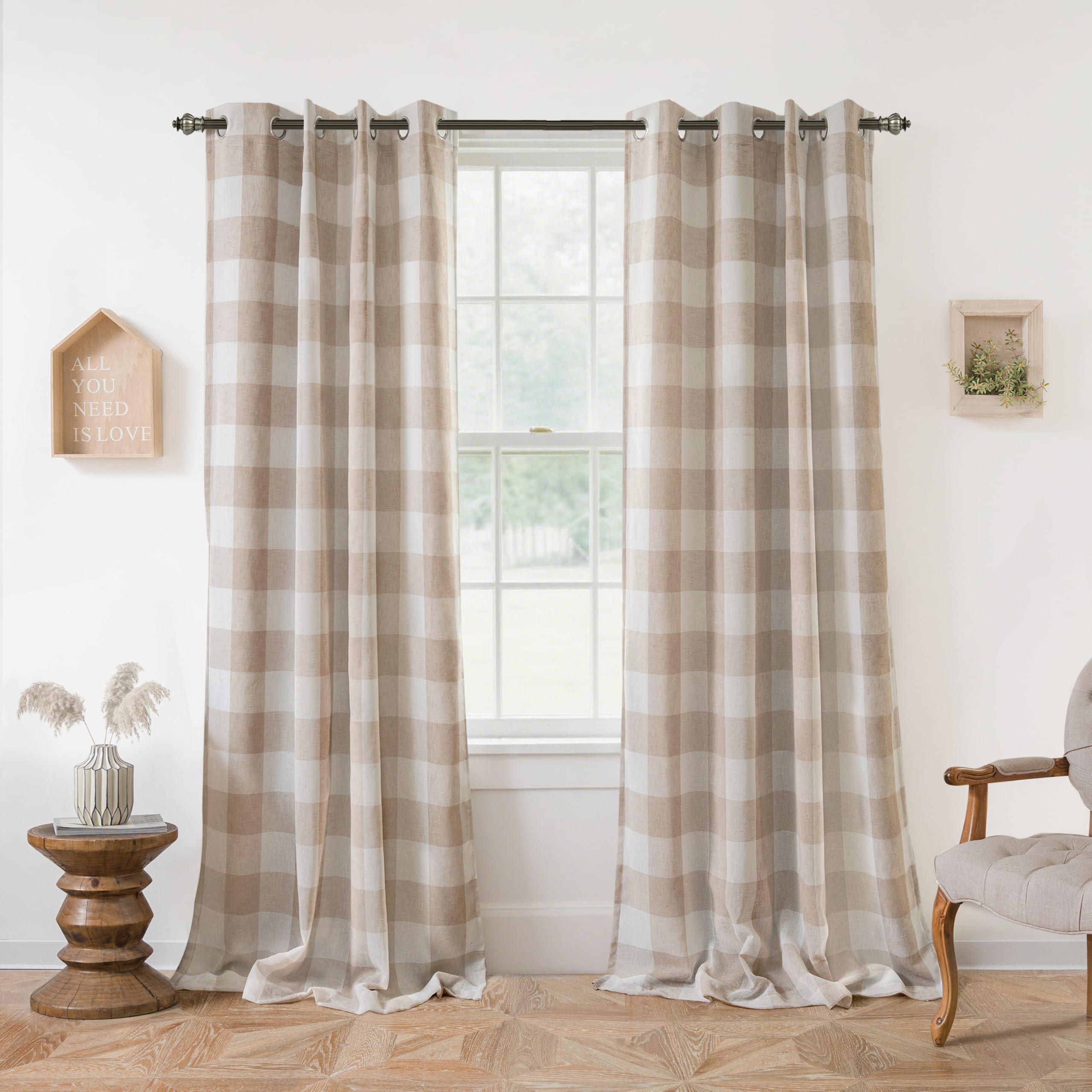 DriftAway Buffalo Plaid Check Curtains Blackout Room Darkening Thermal Insulated Red and White Buffalo Checkered Window Drapes for Farmhouse Bedroom Living Room Grommet Curtain 2 Panels 84 Inch Long