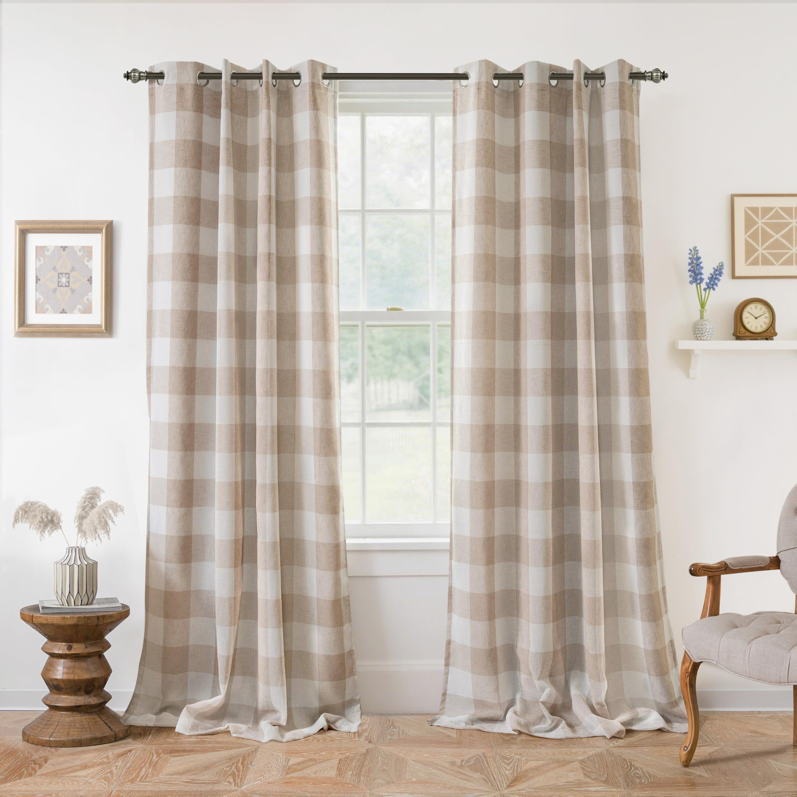 DriftAway Buffalo Plaid Check Curtains Blackout Room Darkening Thermal Insulated Red and White Buffalo Checkered Window Drapes for Farmhouse Bedroom Living Room Grommet Curtain 2 Panels 84 Inch Long