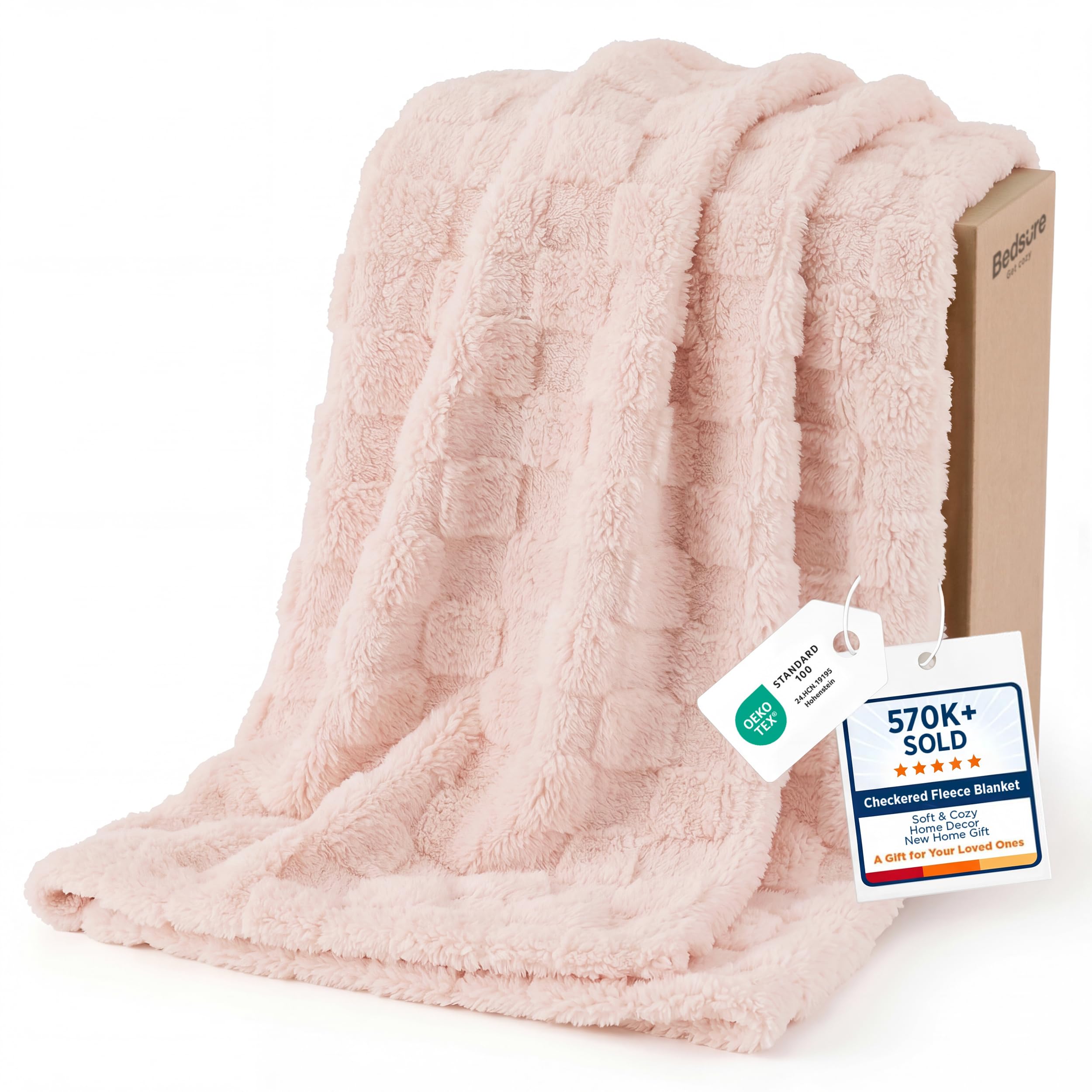 Bedsure GentleSoft Sage Green Throw Blanket for Couch - Checkered Cute Fleece Blankets, Soft Cozy Summer Throw for Bedroom Home Decor Gifts for Mom Girls, Green, 50x60 Inches