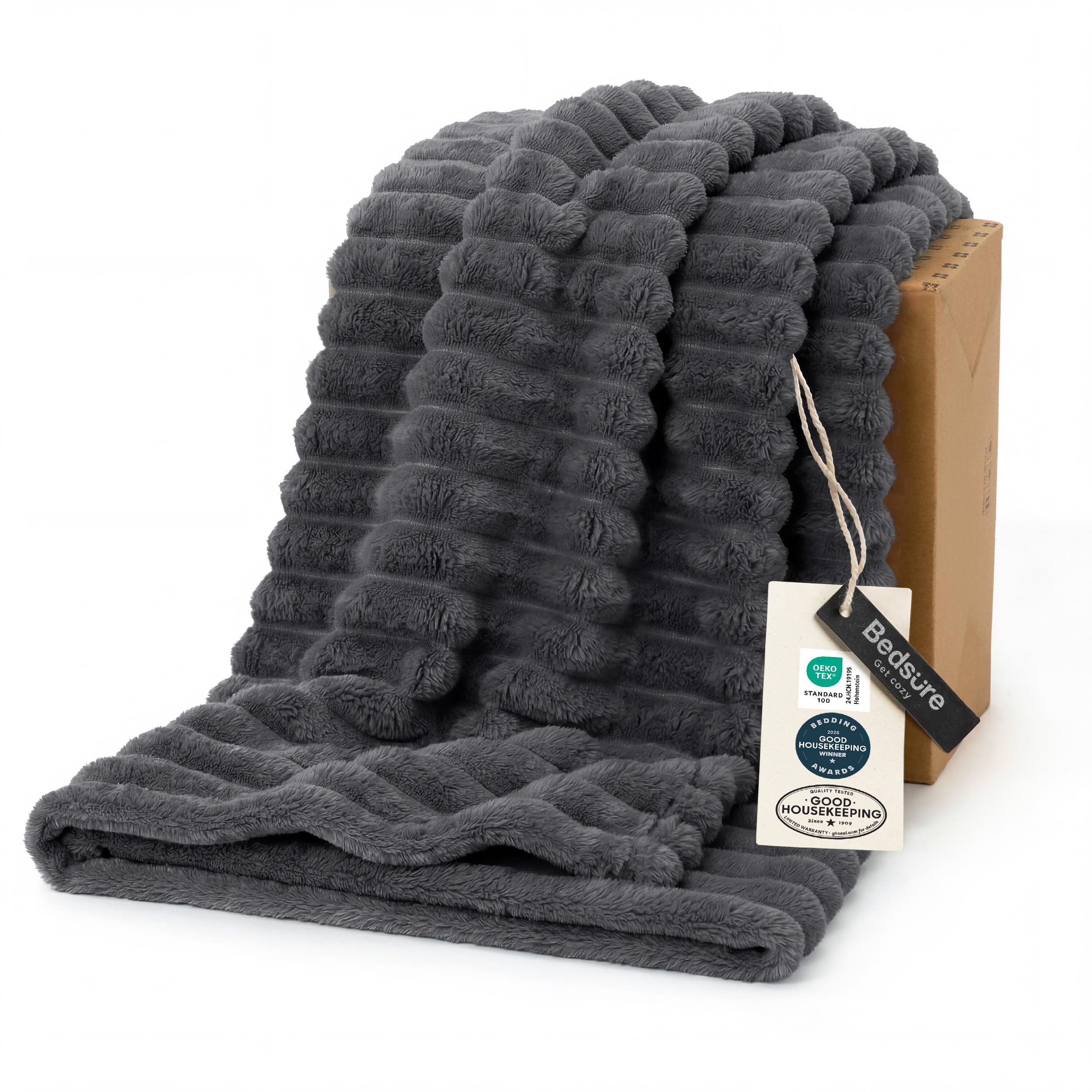 Bedsure GentleSoft King Size Blanket for Bed - Cozy Soft Blankets for Women, Cute Large Bedding Fleece Throws for Girls, Off White, 108x90 Inches