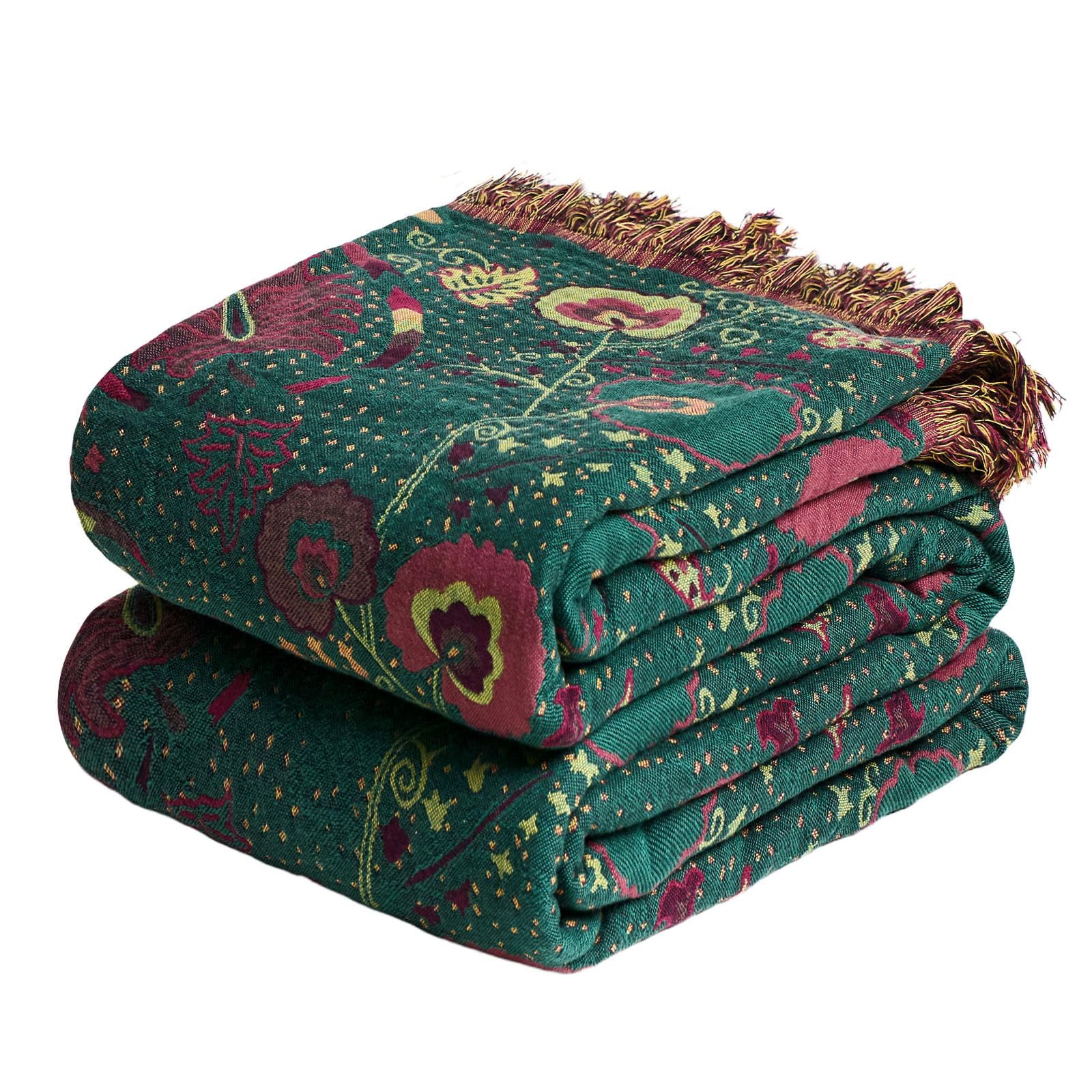 MSGKV Boho Throw Blanket 60''x80'',100% Cotton Blanket for Couch Bed, Summer Breathable Quilt Farmhouse Home Decor Soft Lightweight Picnic Blankets