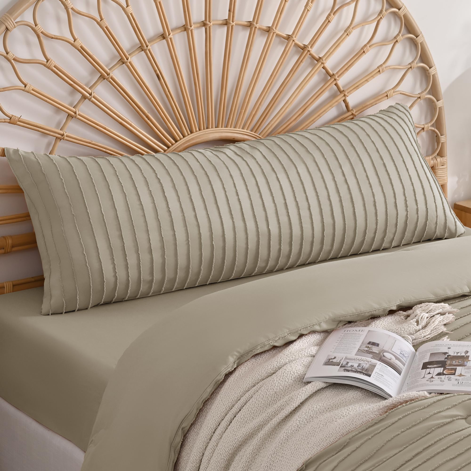 JELLYMONI 2 Pack White Pillowcases Standard Size, Soft Microfiber Striped Tufted Pillow Covers with Envelope Closure (Pillows are not Included)