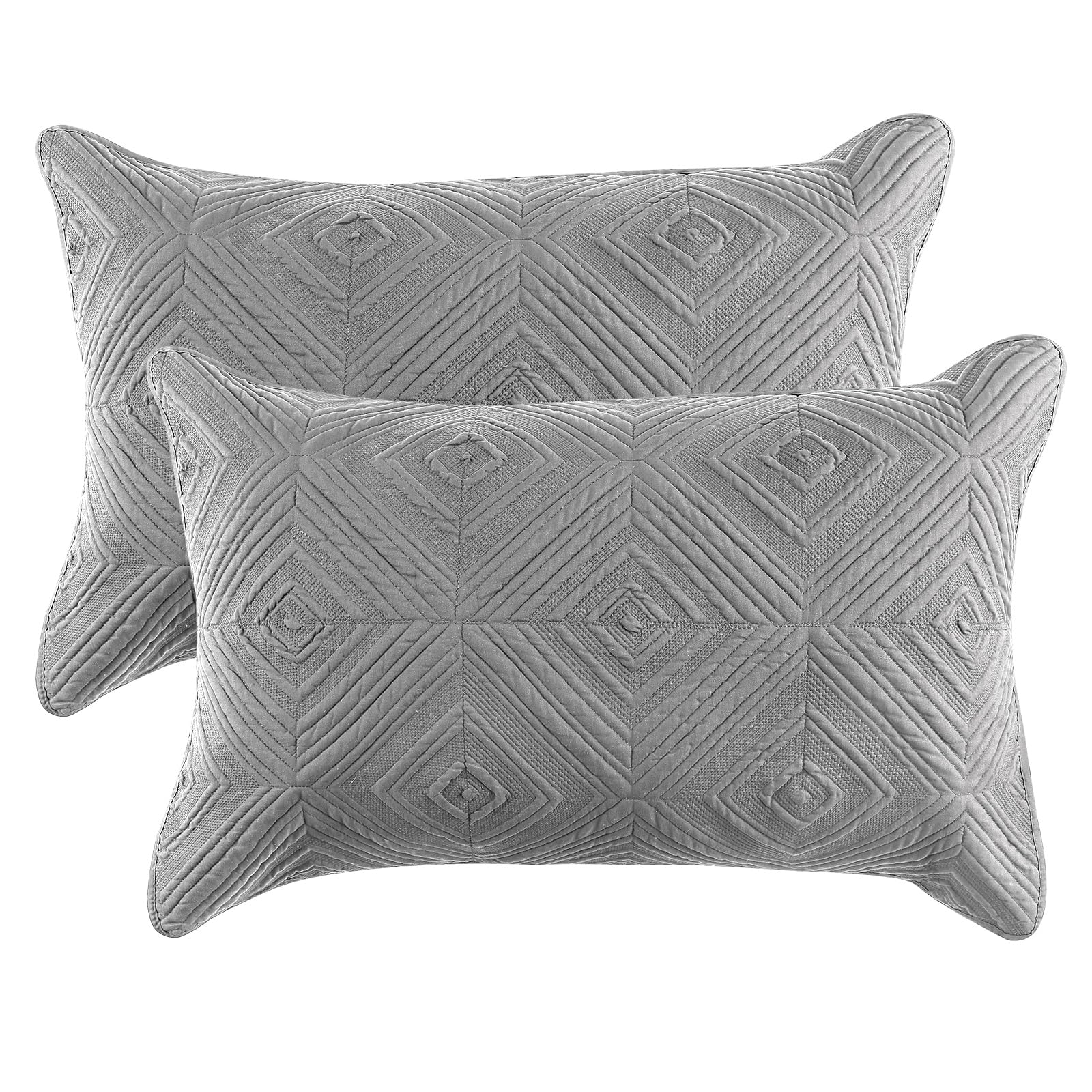 BOSOWOS Pillow Shams Standard Size Set of 2, Ultra Soft Breathable Quilted Pillow Cases 20 x 26 inches for Sleeping, Decorative Microfiber Bed Pillowcases Easy Care, White